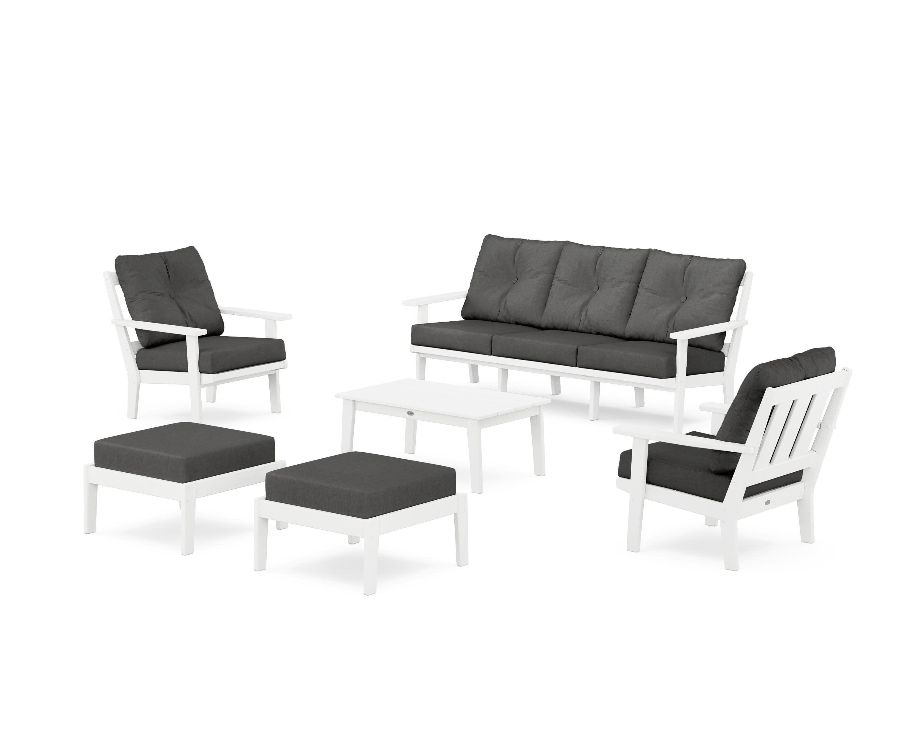 Oxford 6-Piece Lounge Sofa Set in White / Spectrum Carbon