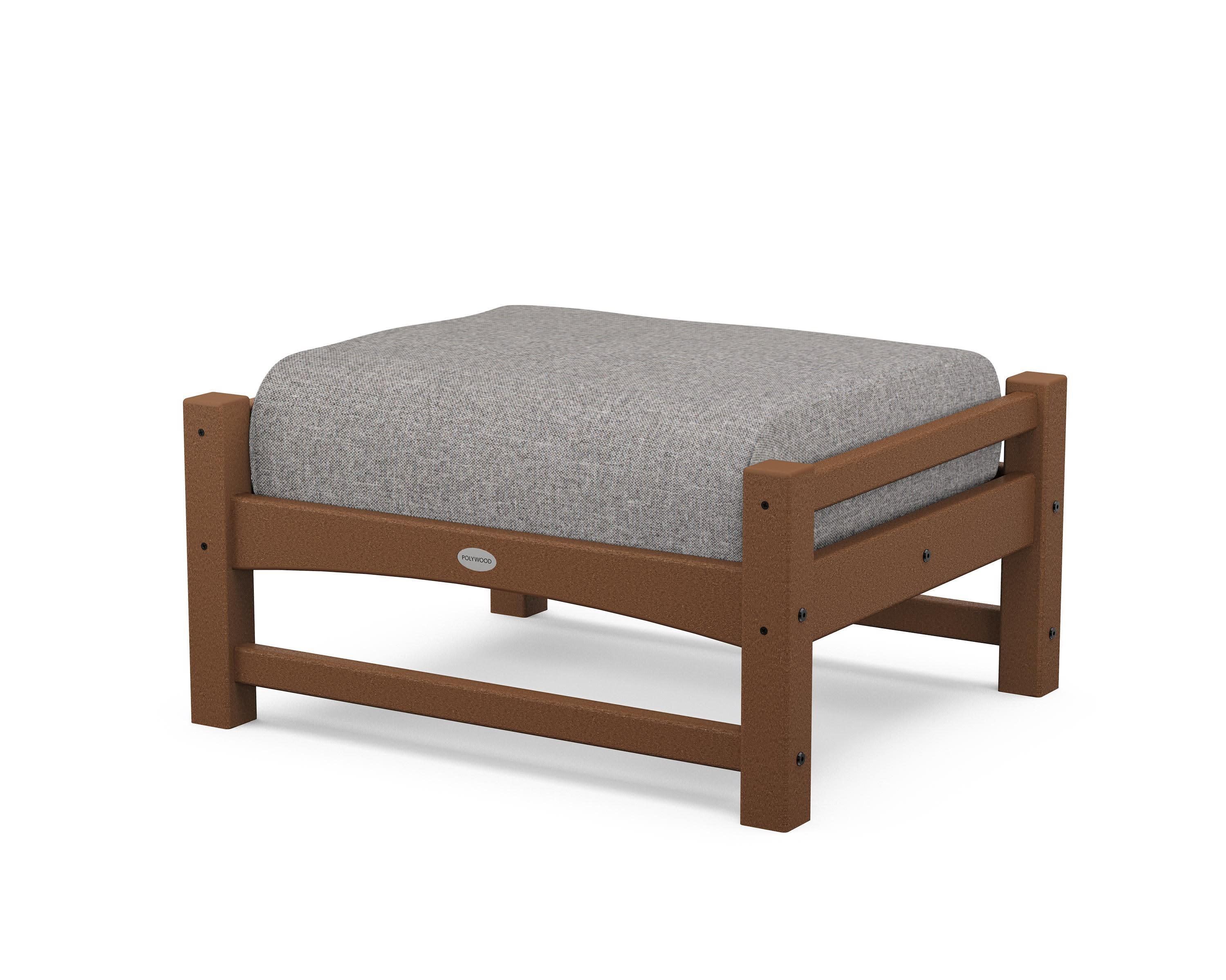 Club Ottoman in Teak / Grey Mist