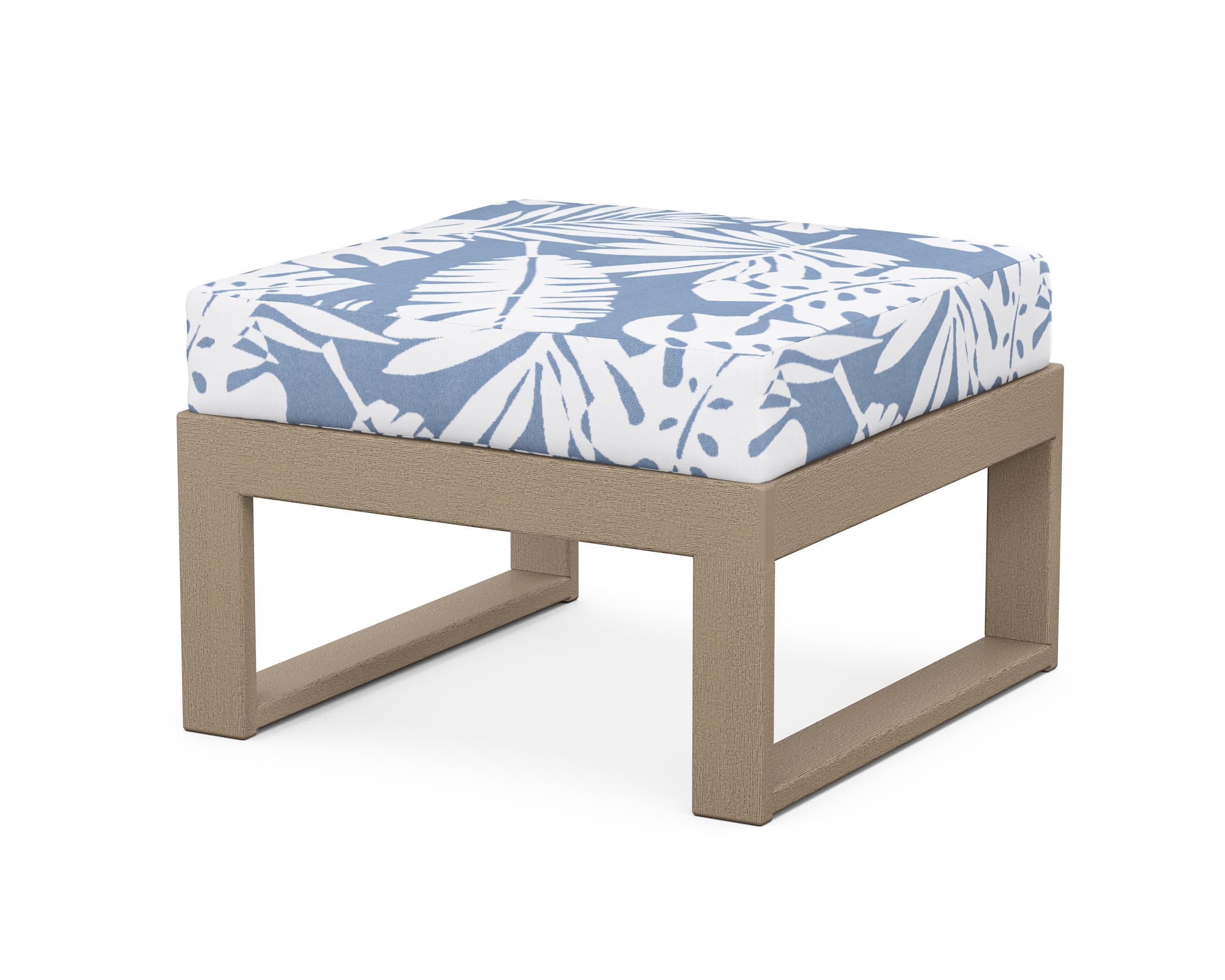 Modular Ottoman - Modern in Vintage Sahara / Leaf Sky Blue