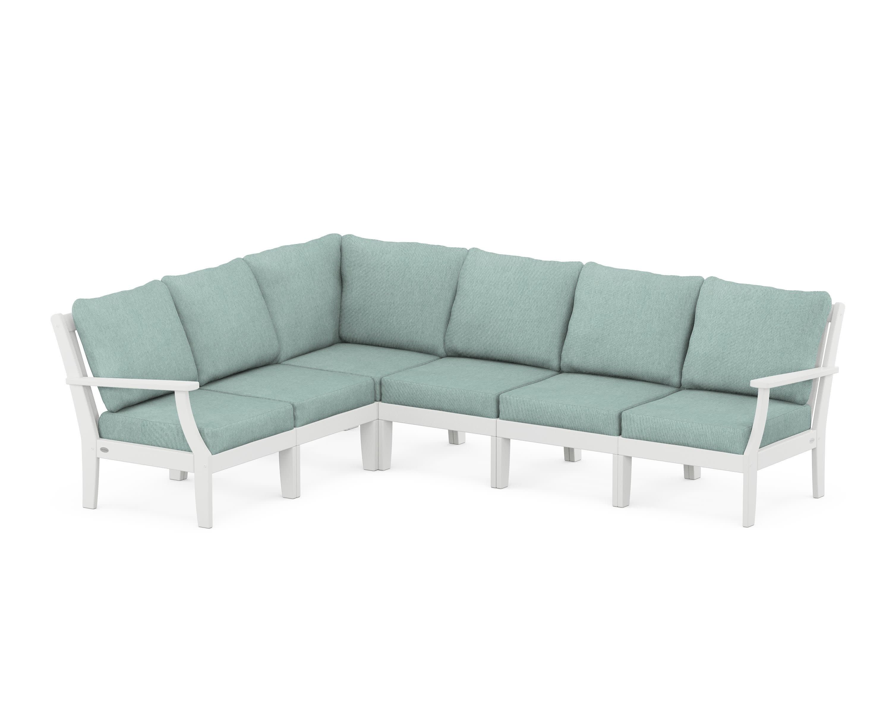 Braxton Modular 6-Piece Deep Seating Set in White / Glacier Spa