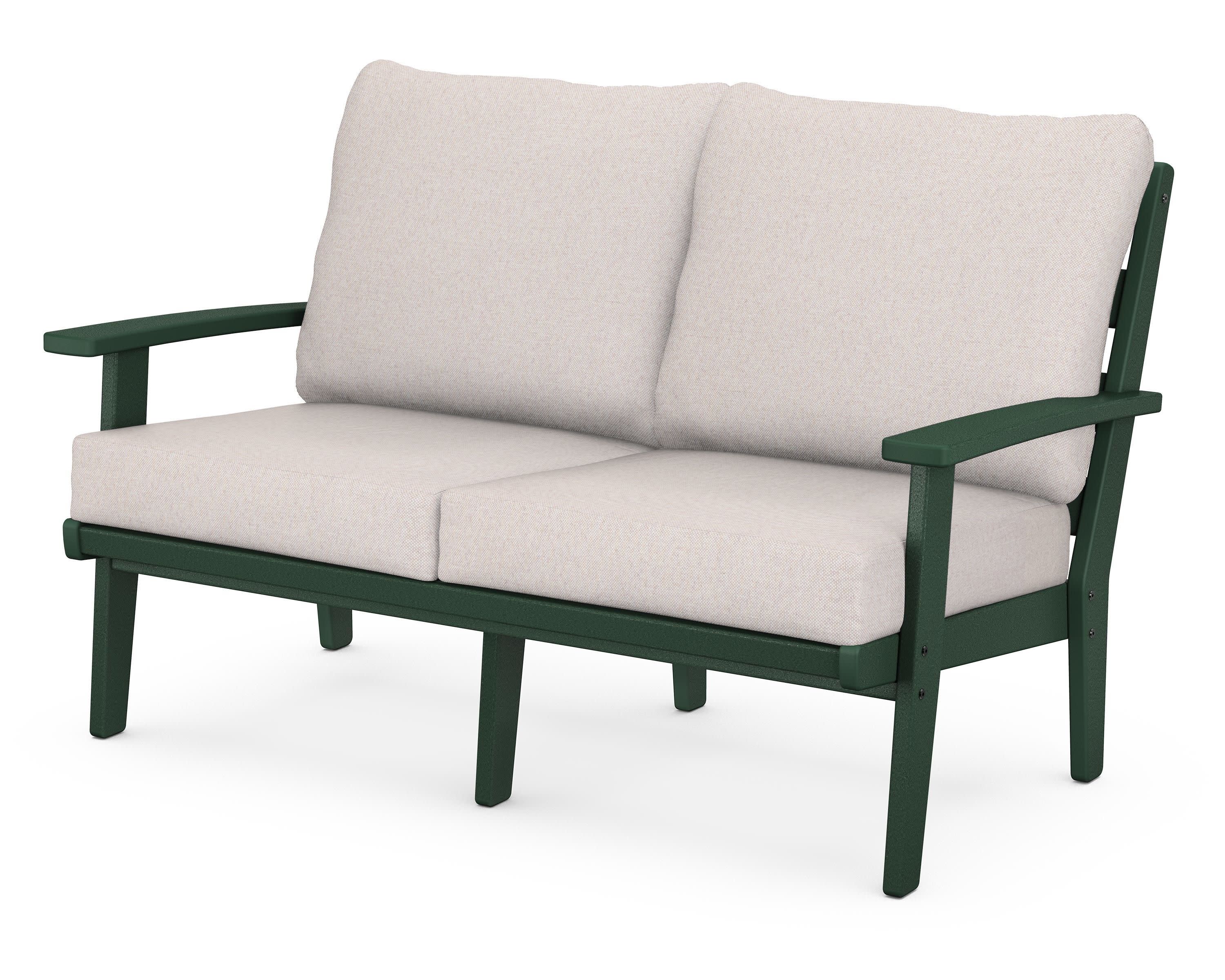 Grant Park Deep Seating Loveseat in Green / Dune Burlap