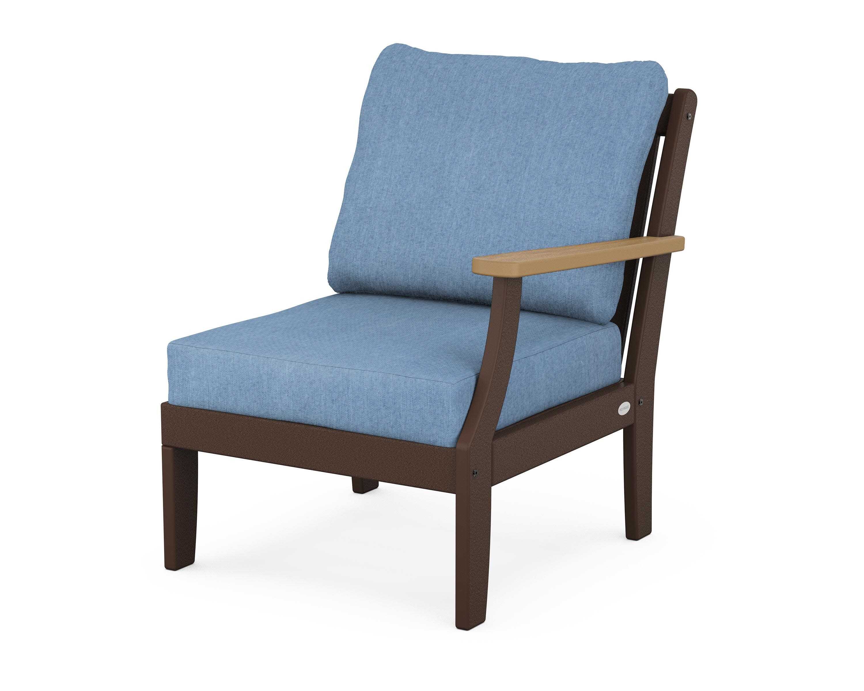 Braxton Modular Right Arm Chair in Mahogany / Natural / Sky Blue