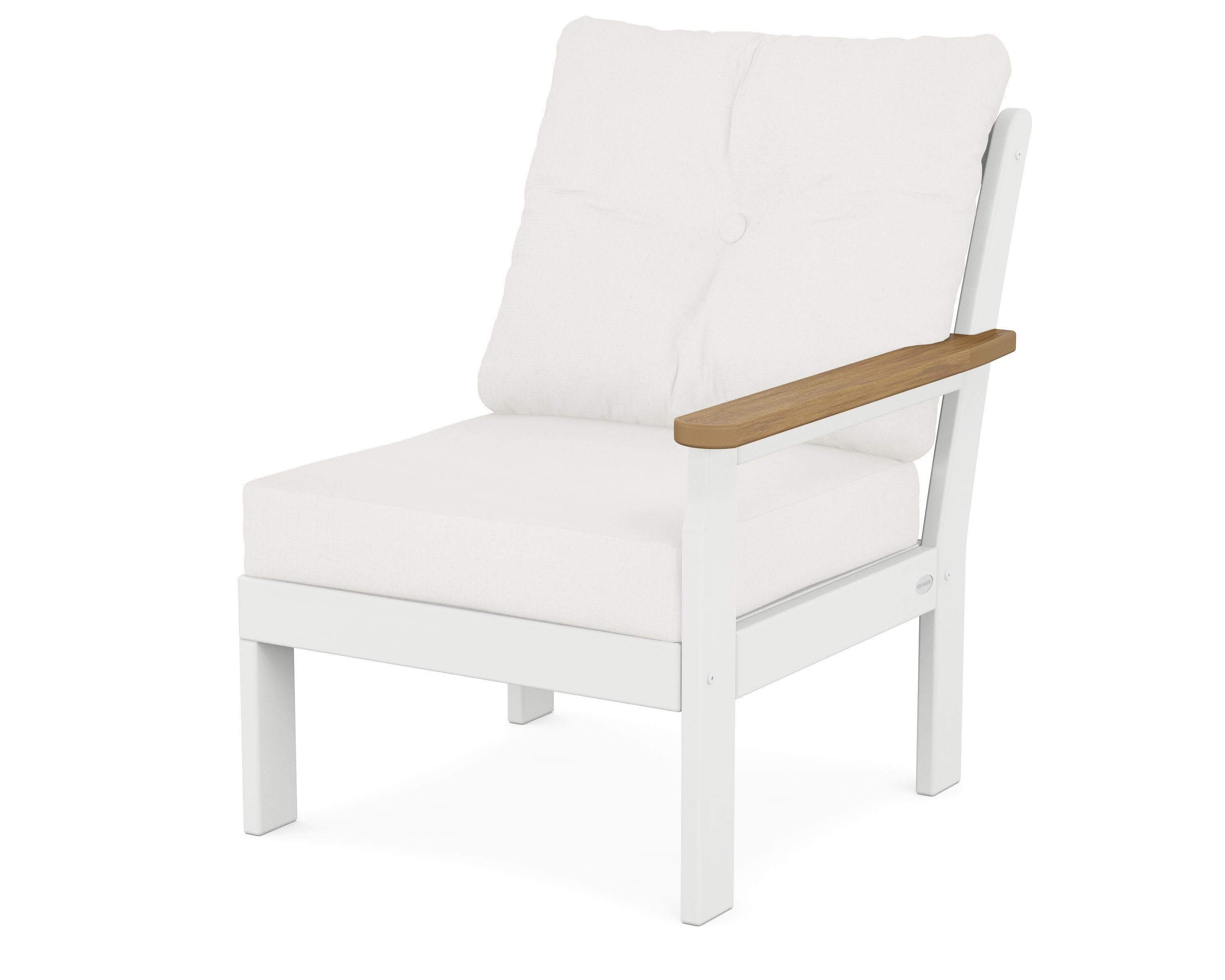 Vineyard Modular Right Arm Chair in White / Natural / Natural Linen
