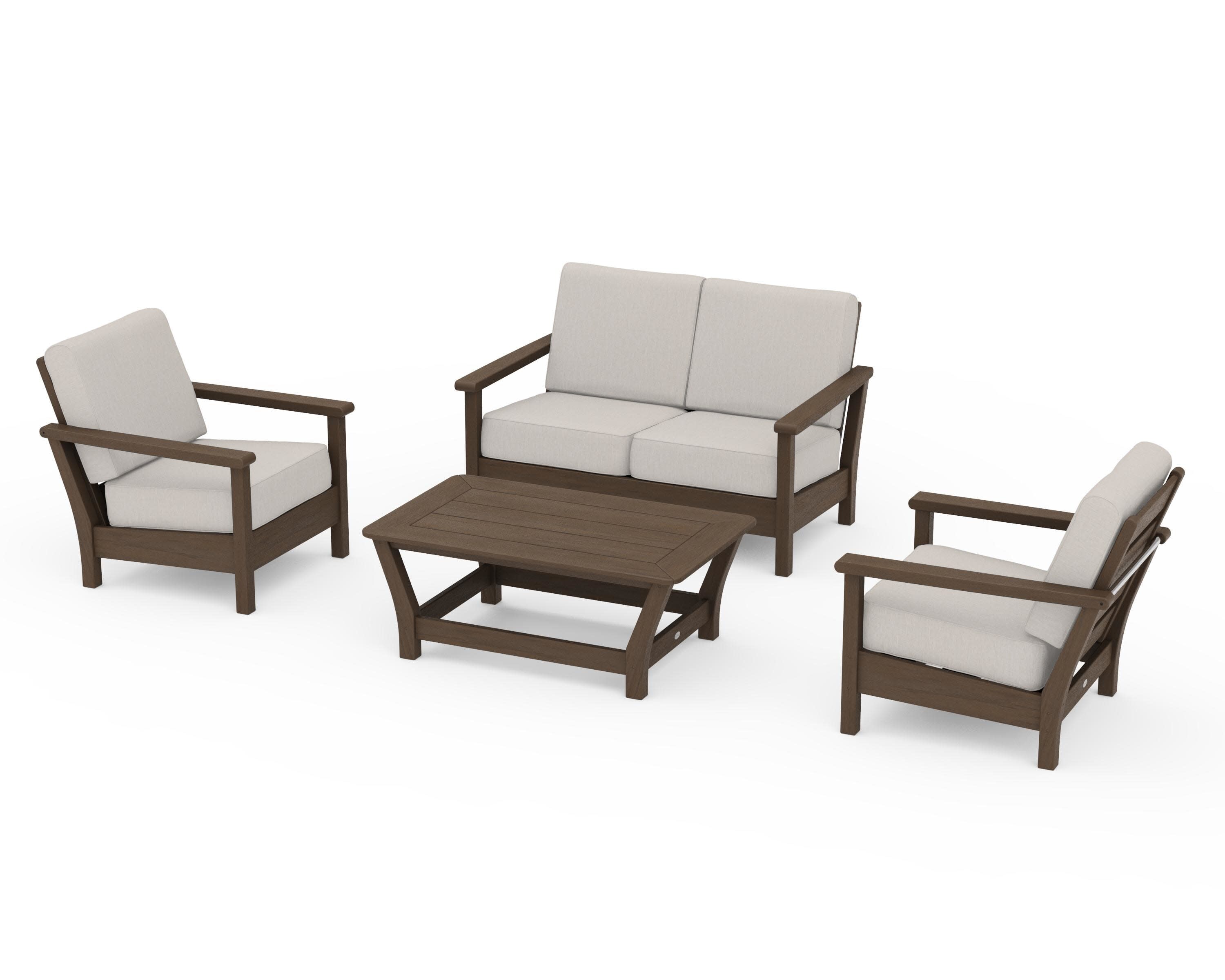 Harbour 4-Piece Deep Seating Set in Kona / Cast Ash