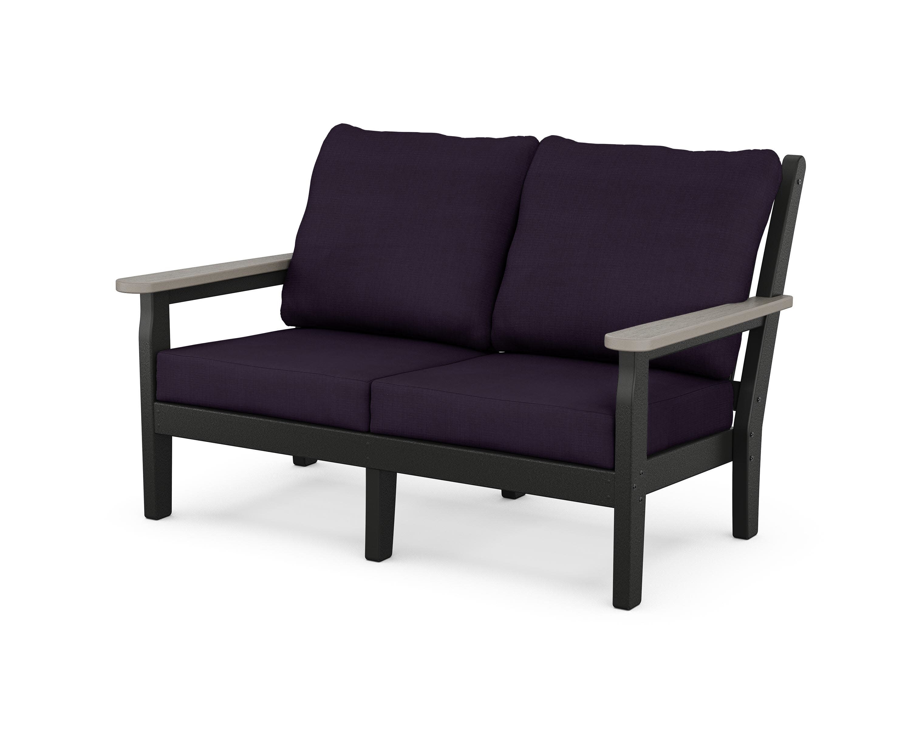 Chippendale Deep Seating Loveseat in Black / Driftwood / Navy Linen