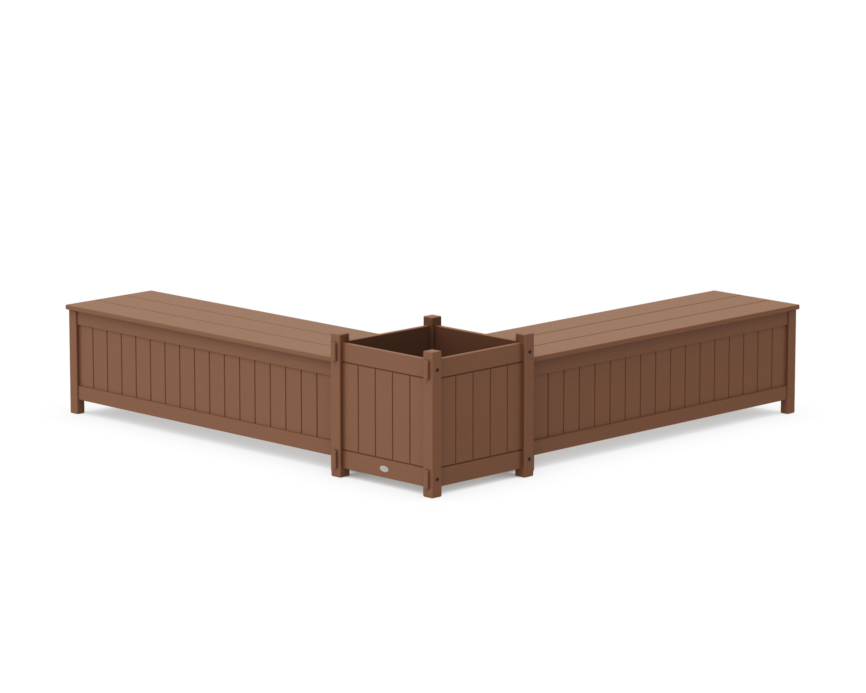 60" Vineyard L- Shaped Planter Storage Bench Set- Large in Teak