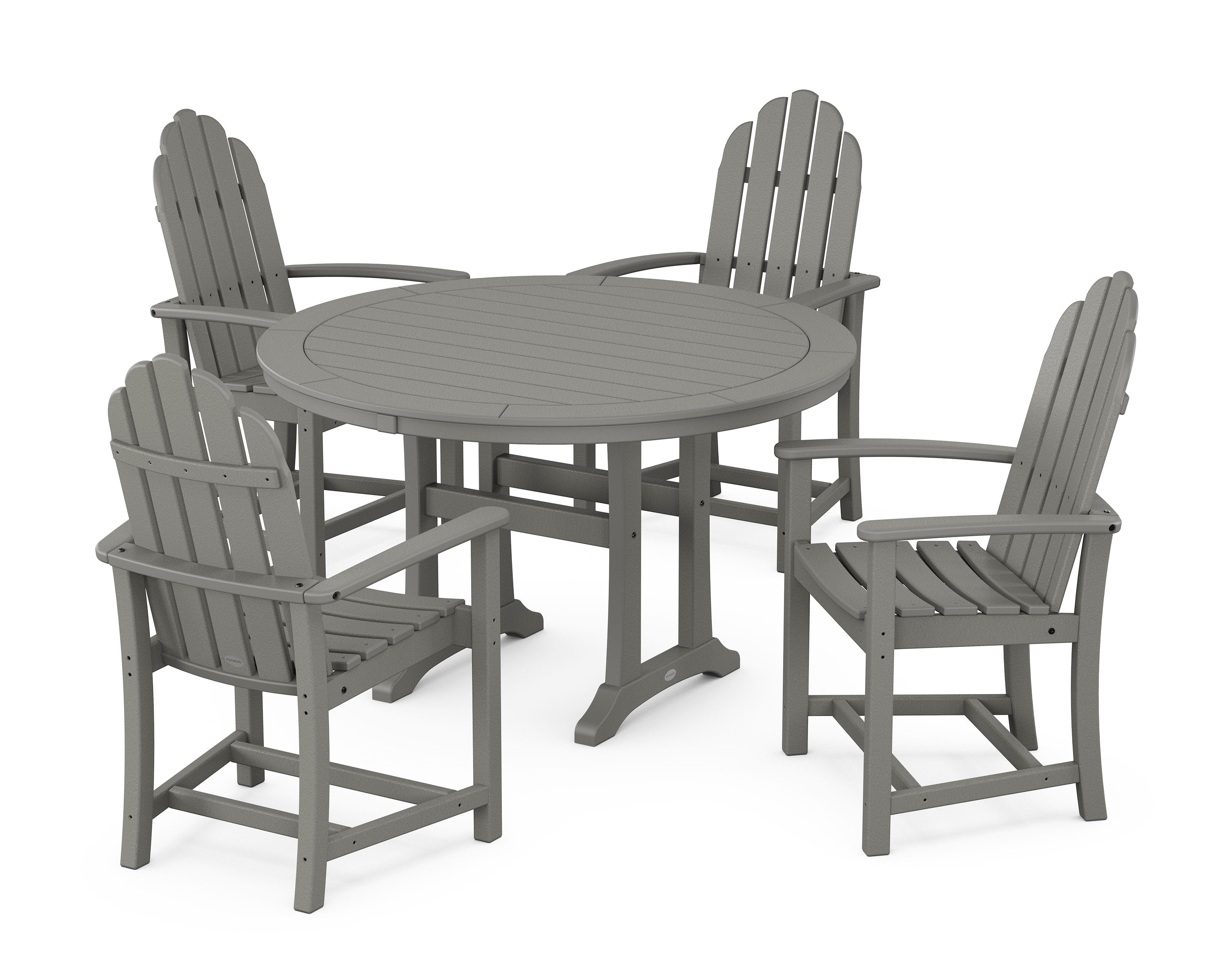 Classic Adirondack 5-Piece Round Dining Set with Trestle Legs in Slate Grey
