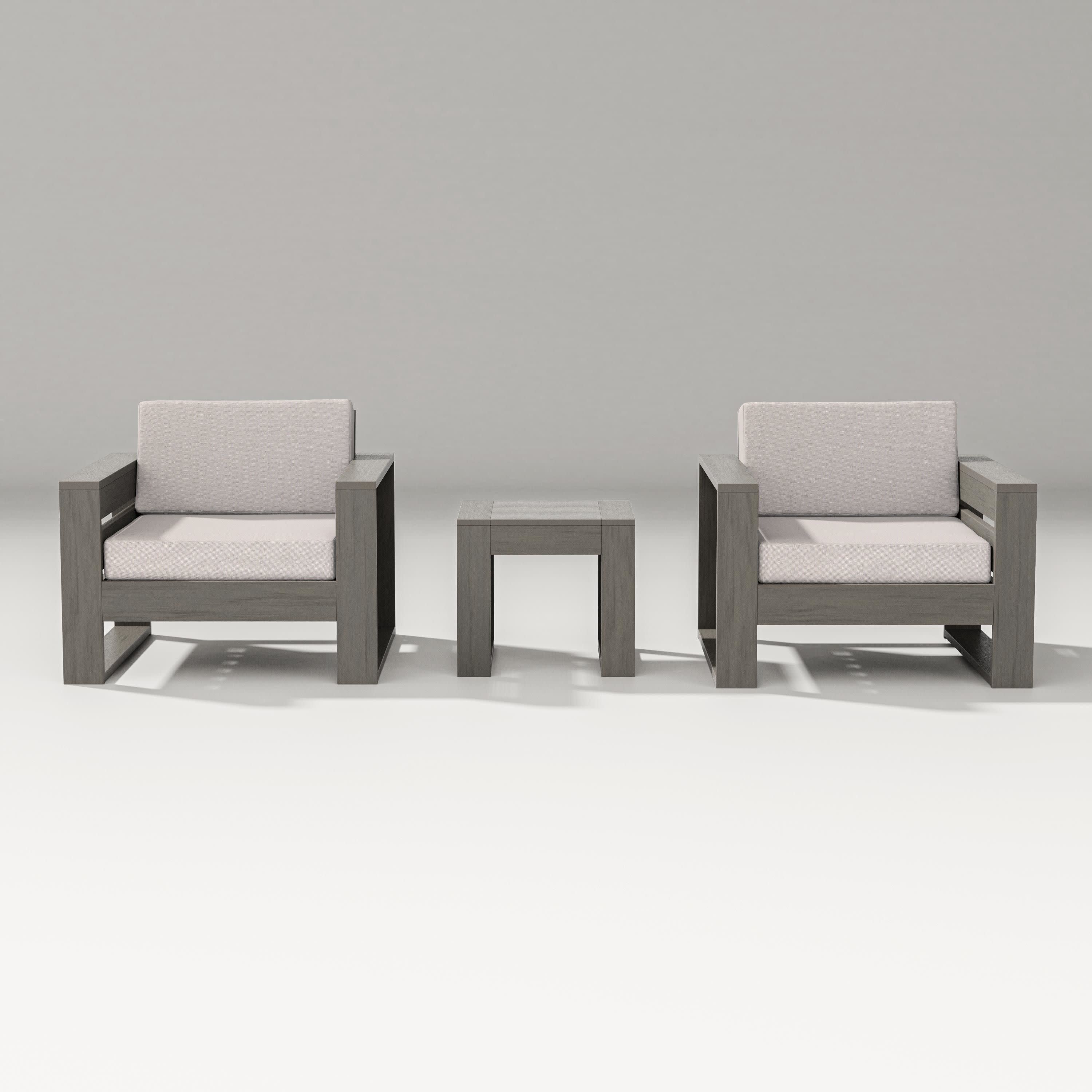 Latitude 3-Piece Lounge Chair Set in Driftwood / Dune Burlap