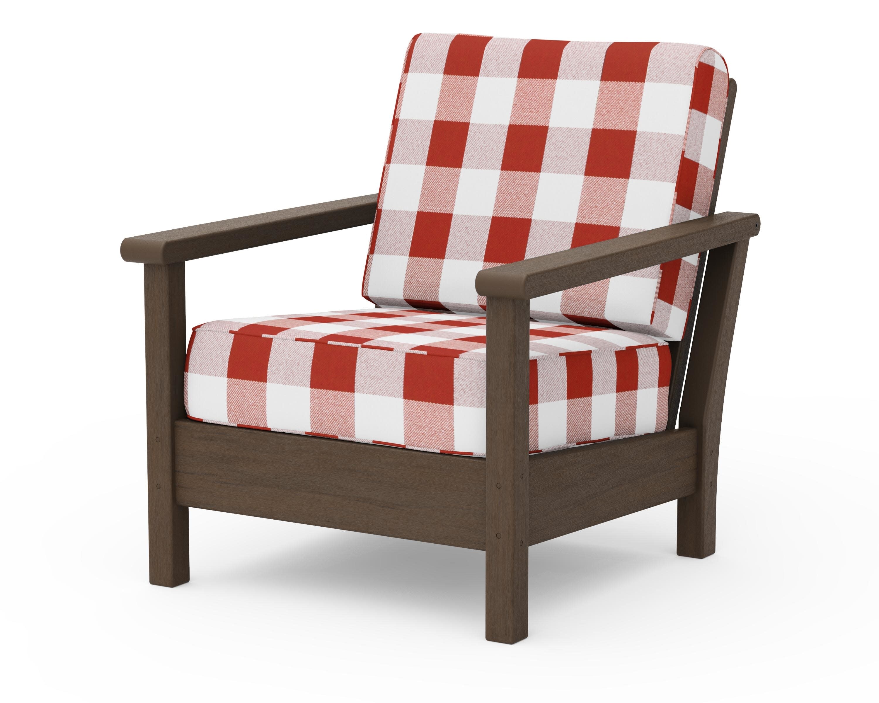 Harbour Deep Seating Chair in Kona / Buffalo Plaid Crimson