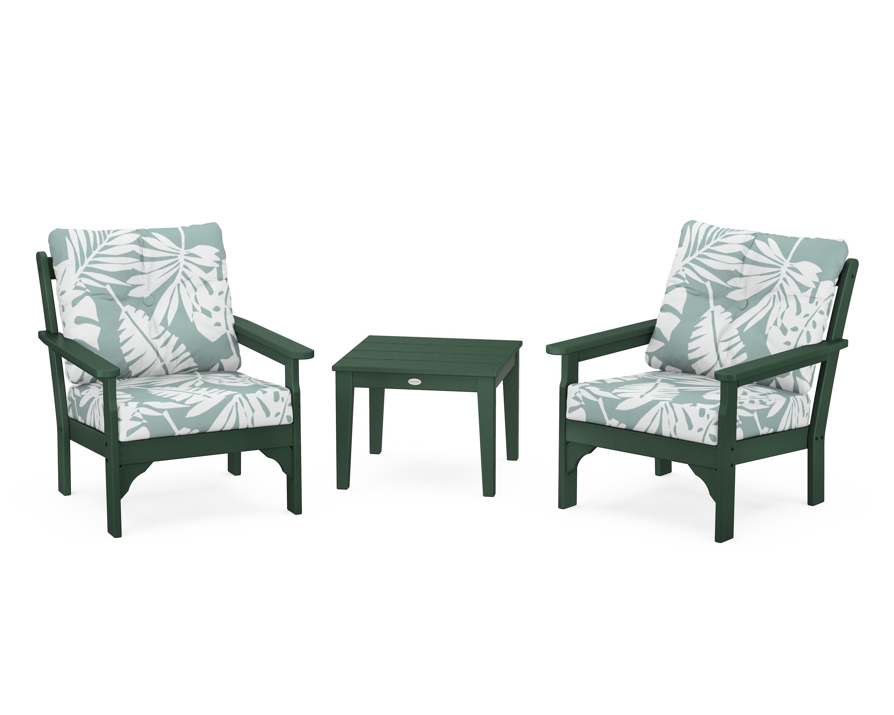 Vineyard 3-Piece Deep Seating Set in Green / Leaf Glacier Spa