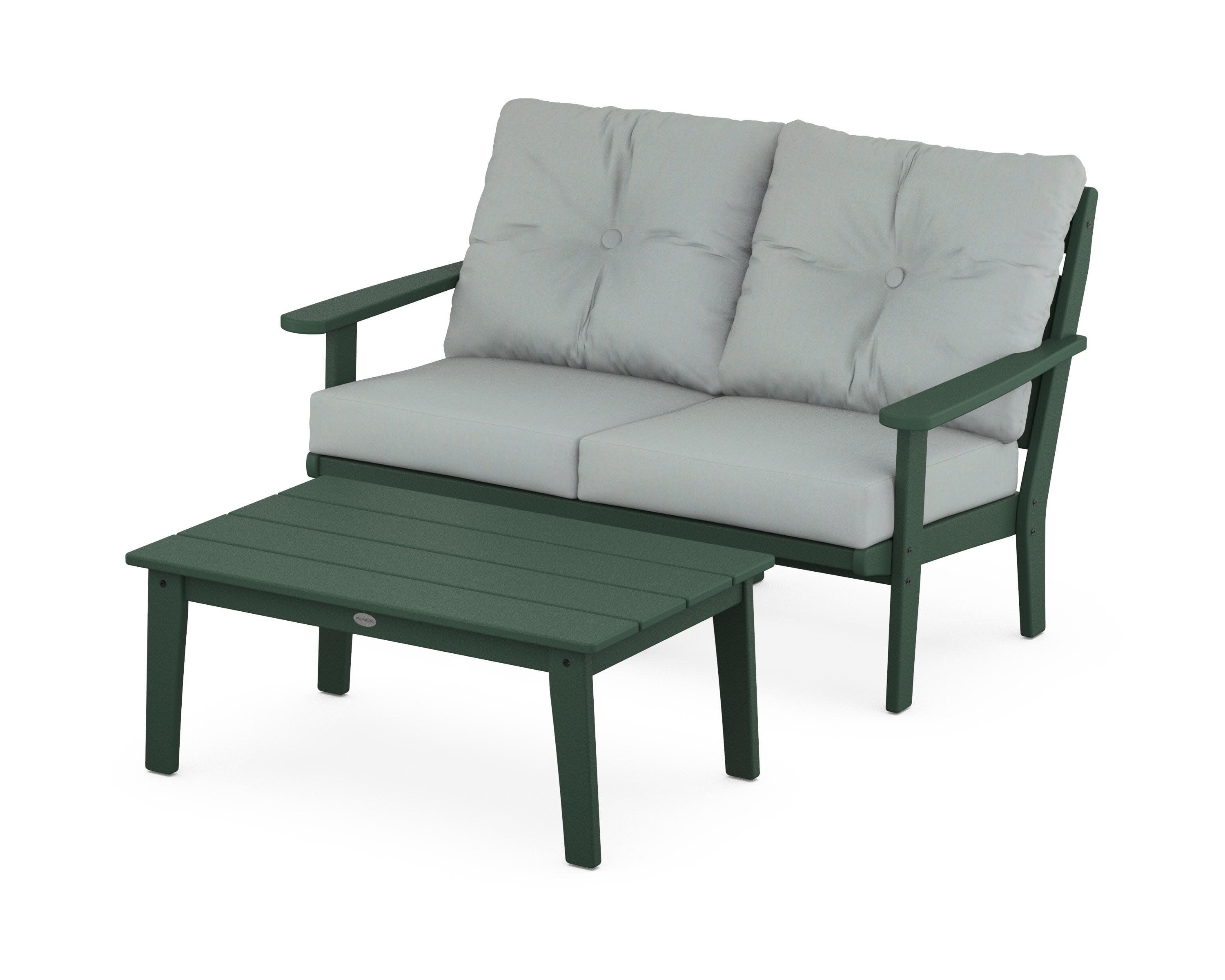Lakeside 2-Piece Lounge Loveseat Set in Green / Spa