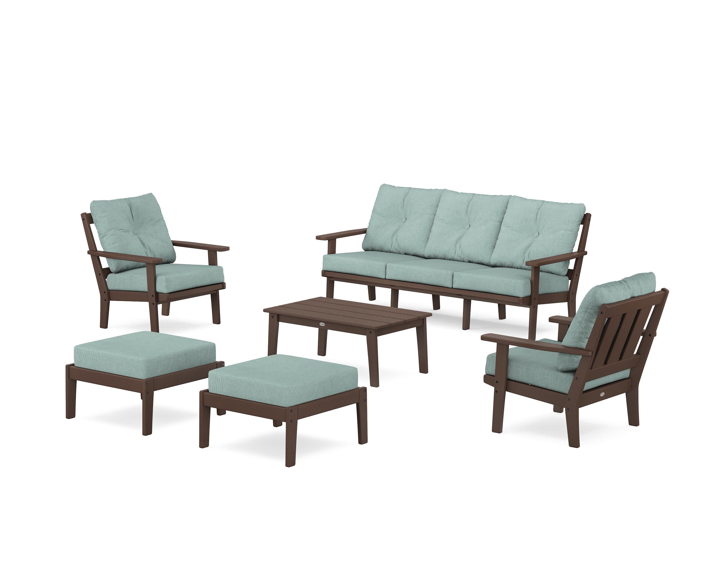 Oxford 6-Piece Lounge Sofa Set in Mahogany / Glacier Spa