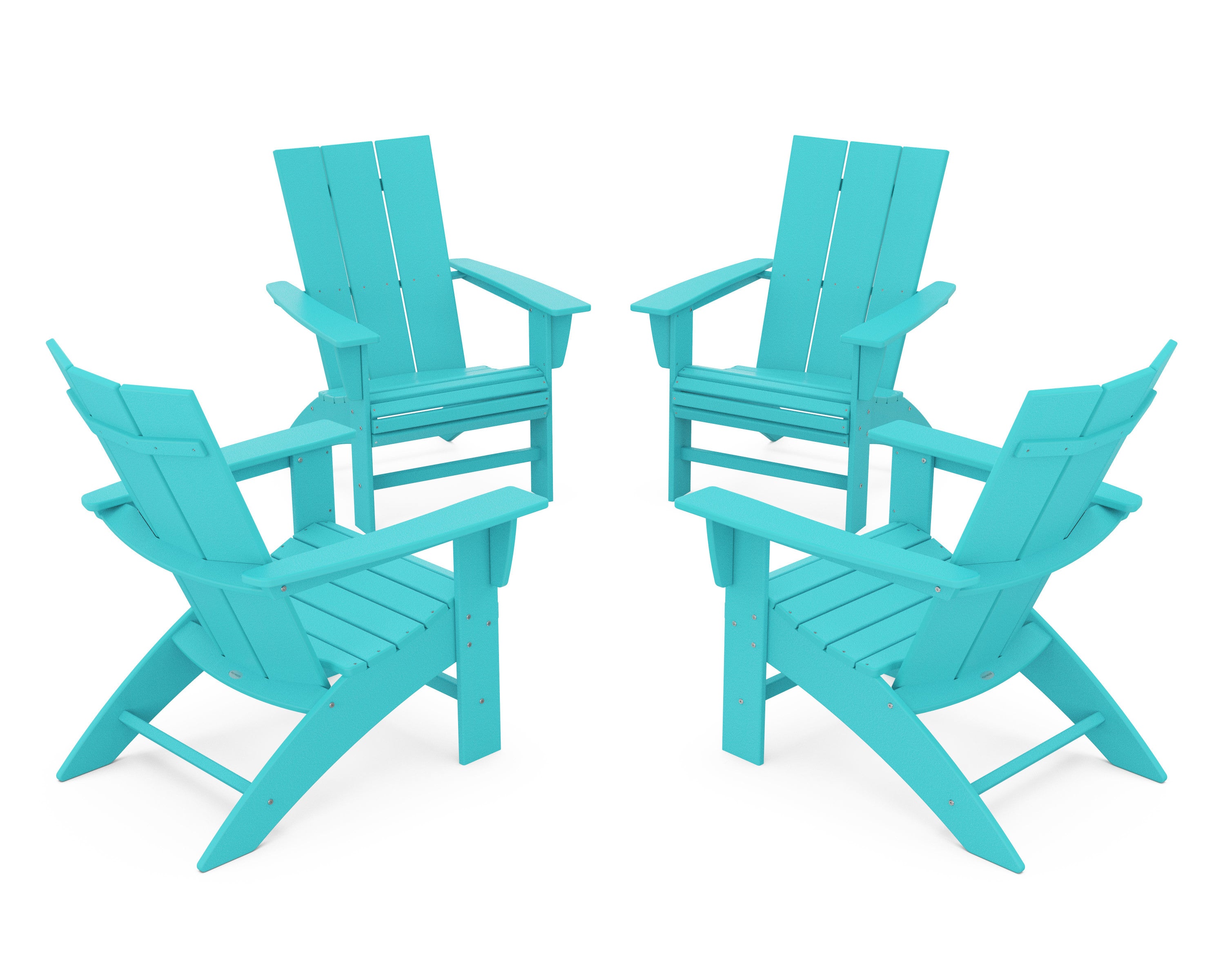 4-Piece Modern Curveback Adirondack Conversation Set in Aruba