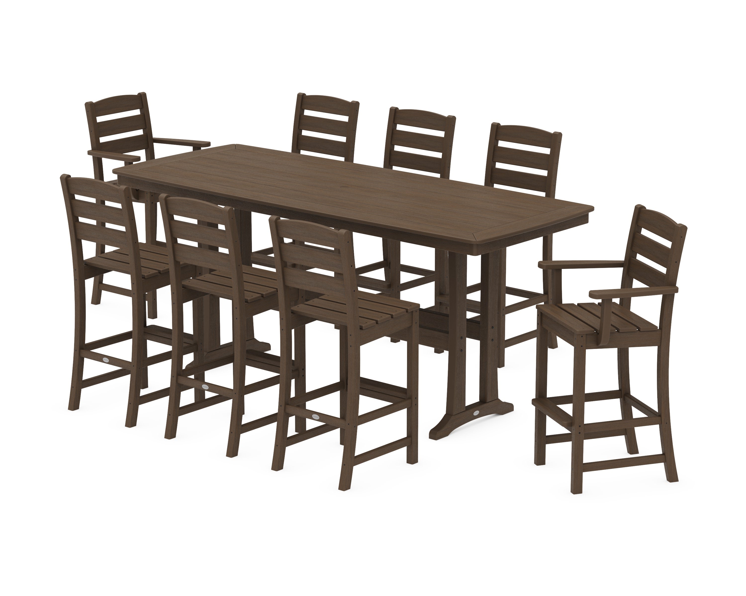 Lakeside 9-Piece Bar Set with Trestle Legs in Kona