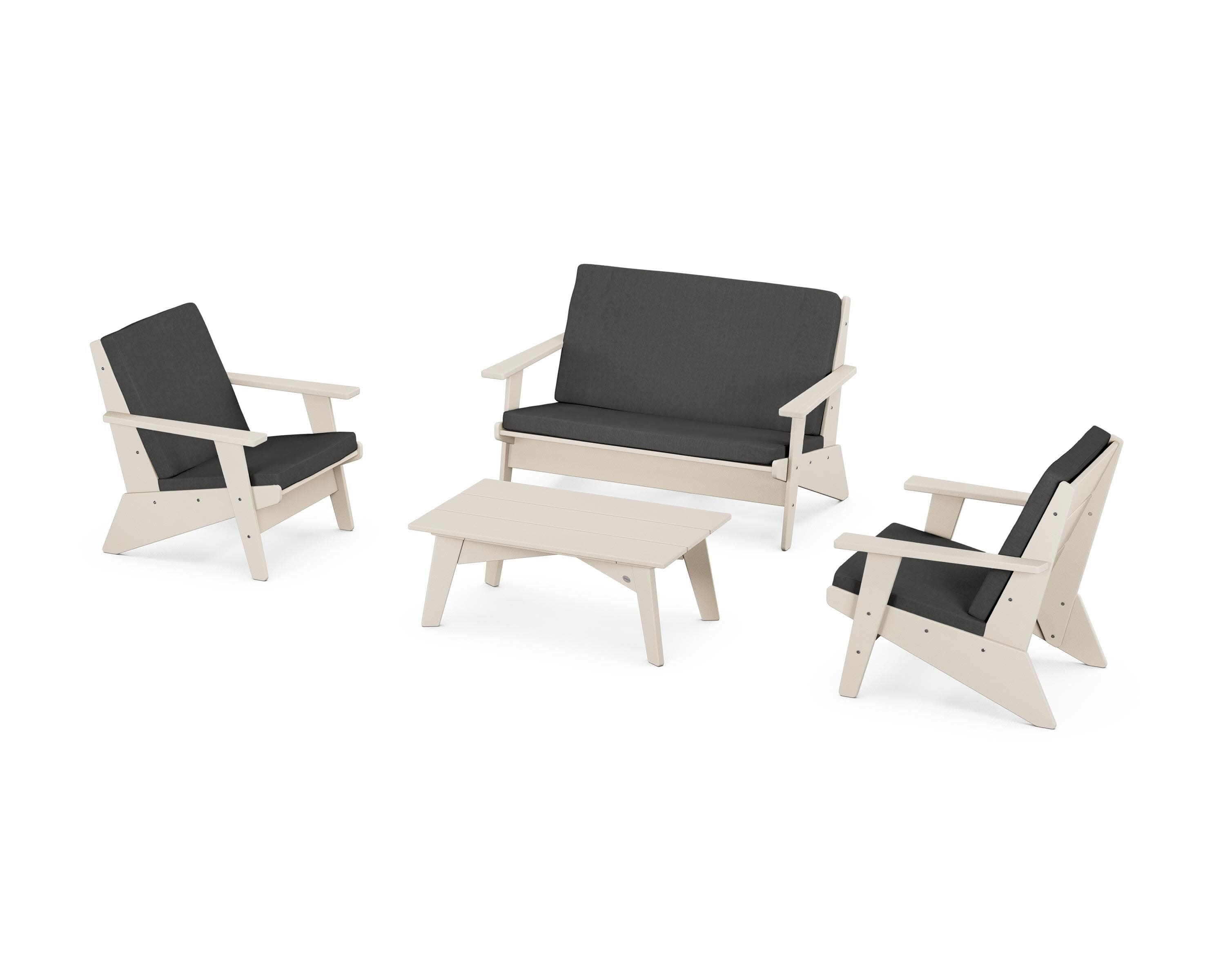 Riviera Modern Lounge 4-Piece Set in Sand / Spectrum Carbon