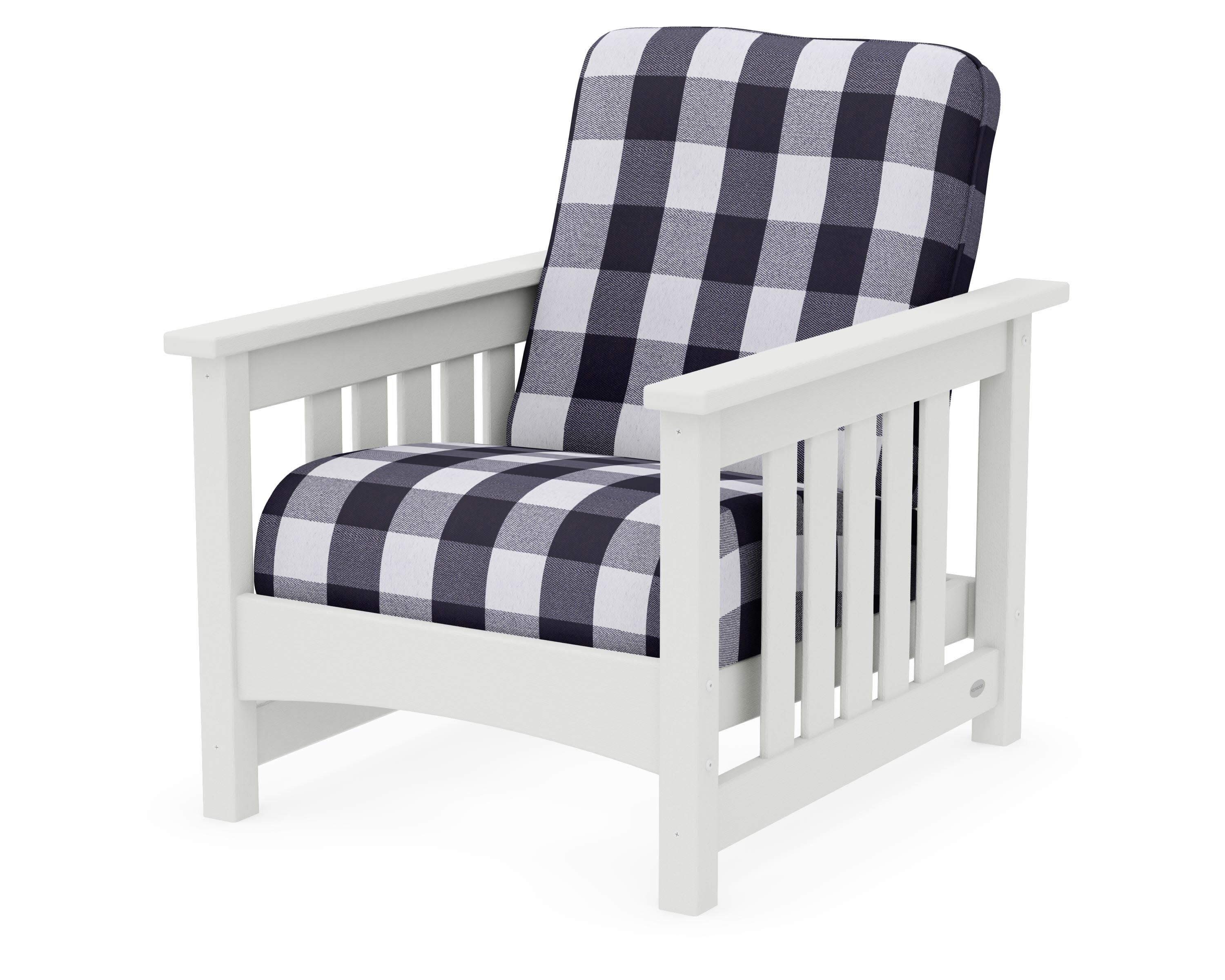 Club Mission Chair in Vintage White / Buffalo Plaid Navy