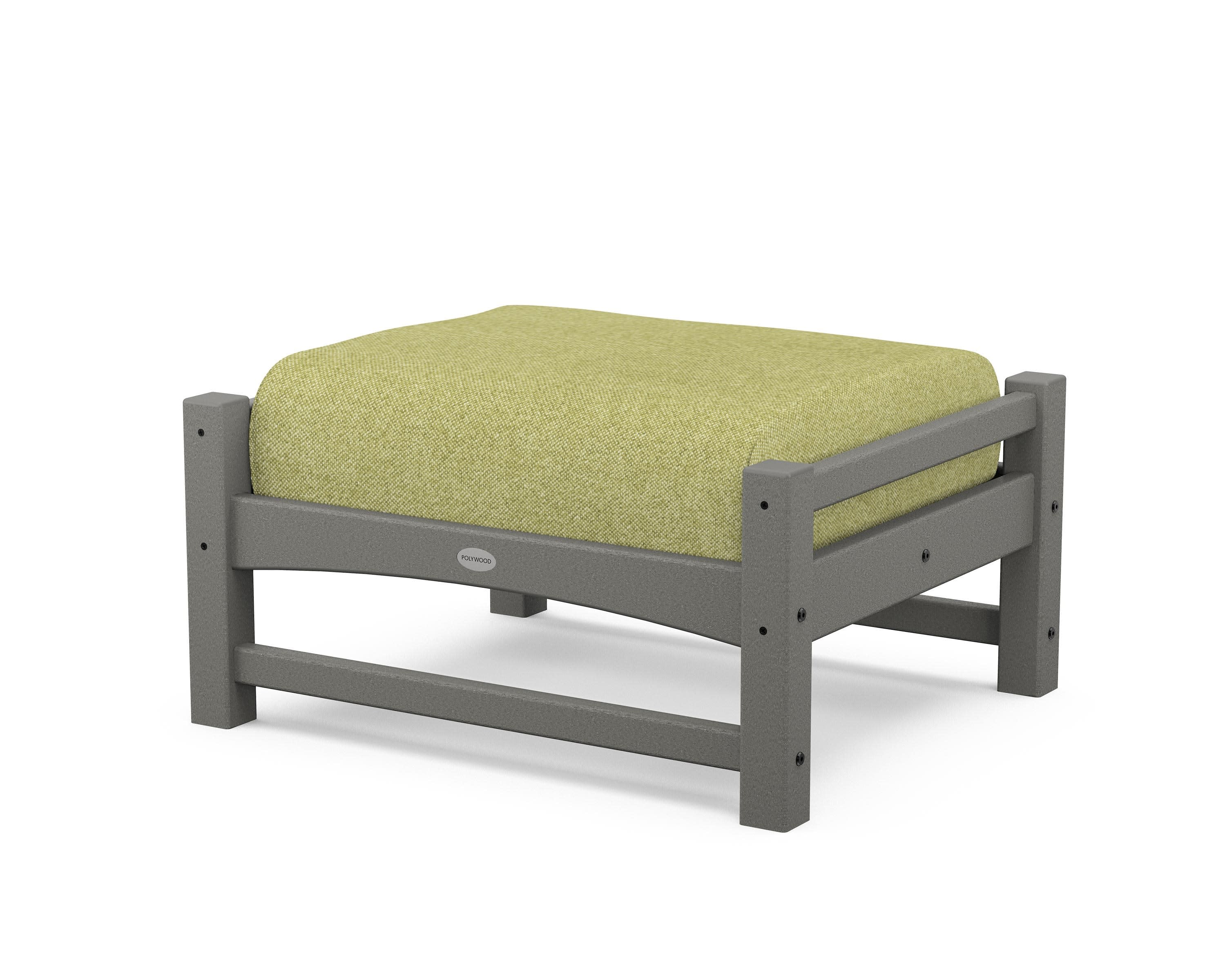 Club Ottoman in Slate Grey / Chartreuse Boucle