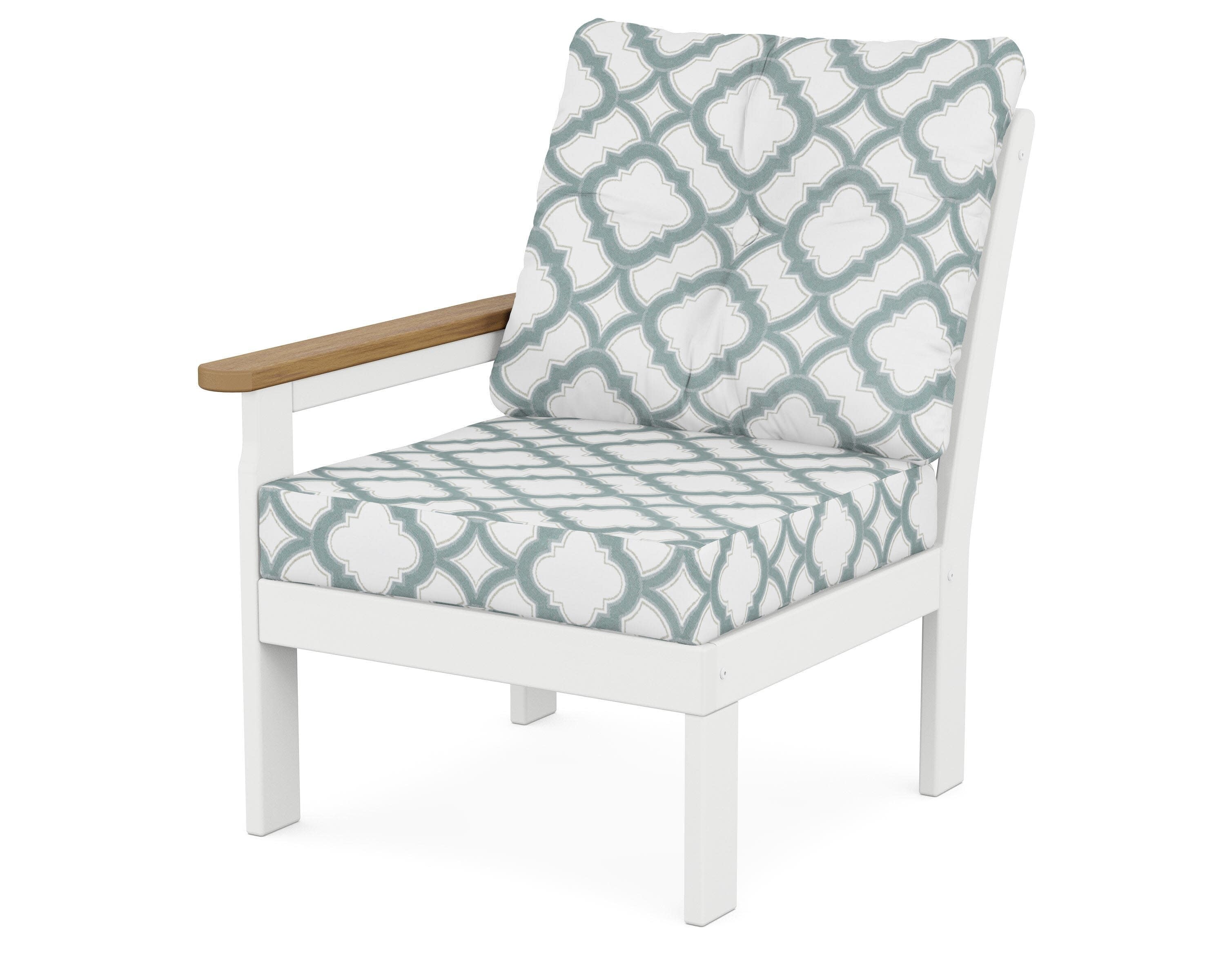 Vineyard Modular Left Arm Chair in White / Natural / Trellis Glacier Spa
