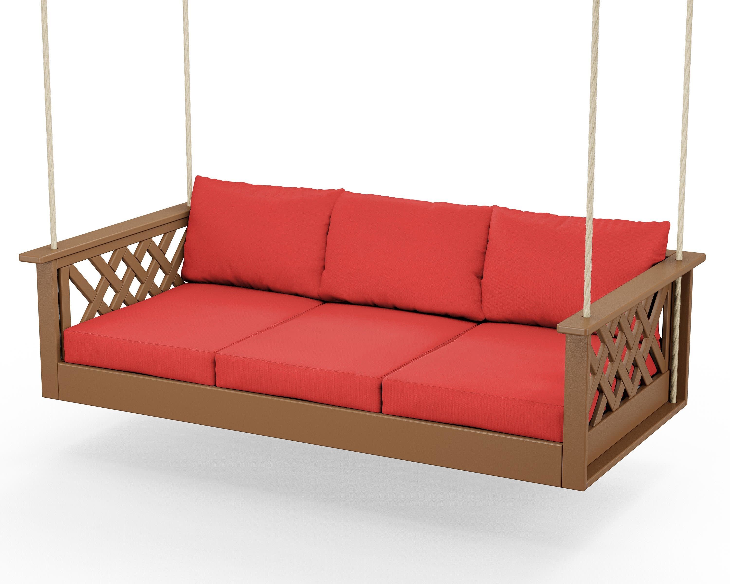 Wovendale Daybed Swing in Teak / Crimson Linen