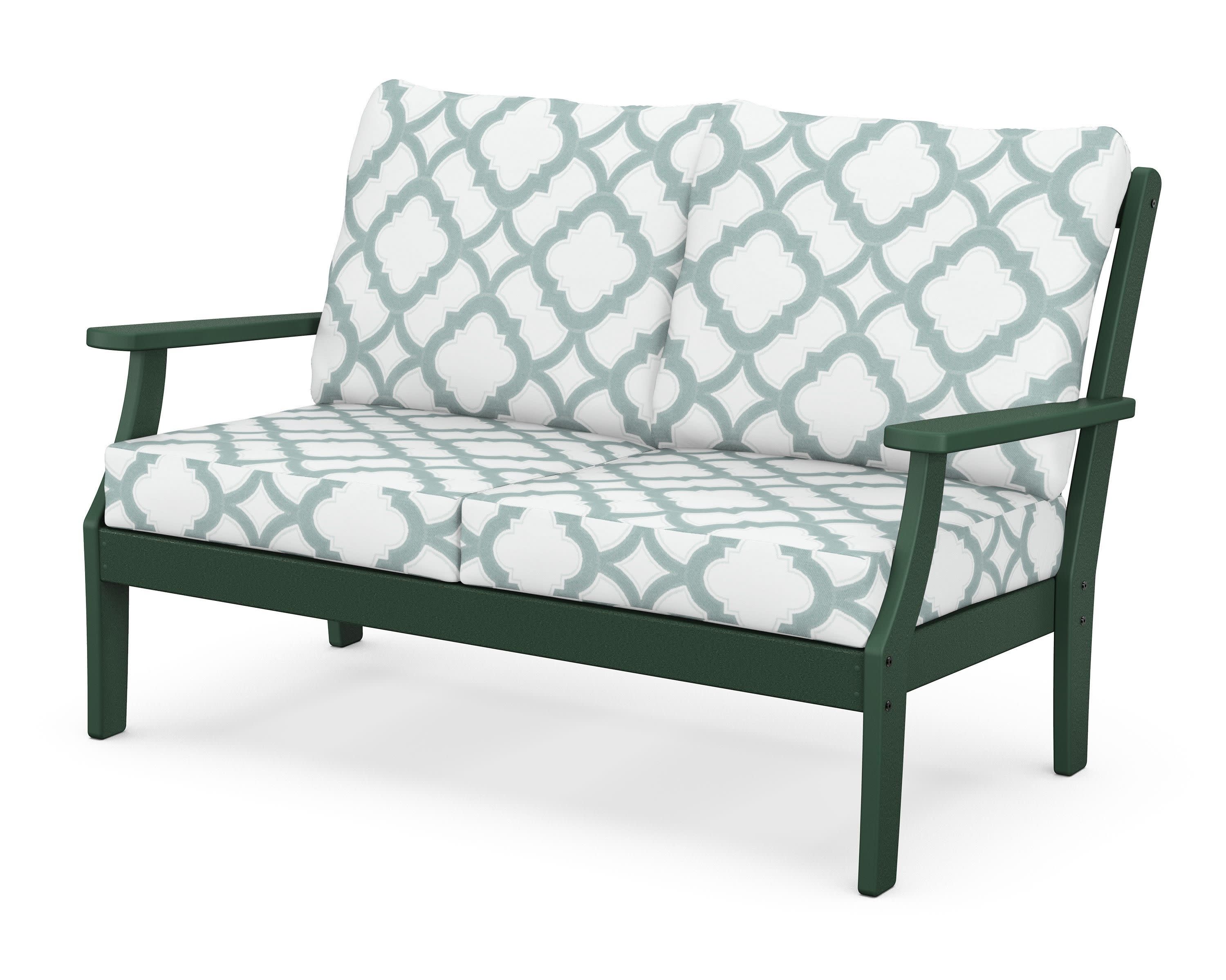 Braxton Deep Seating Loveseat in Green / Trellis Glacier Spa