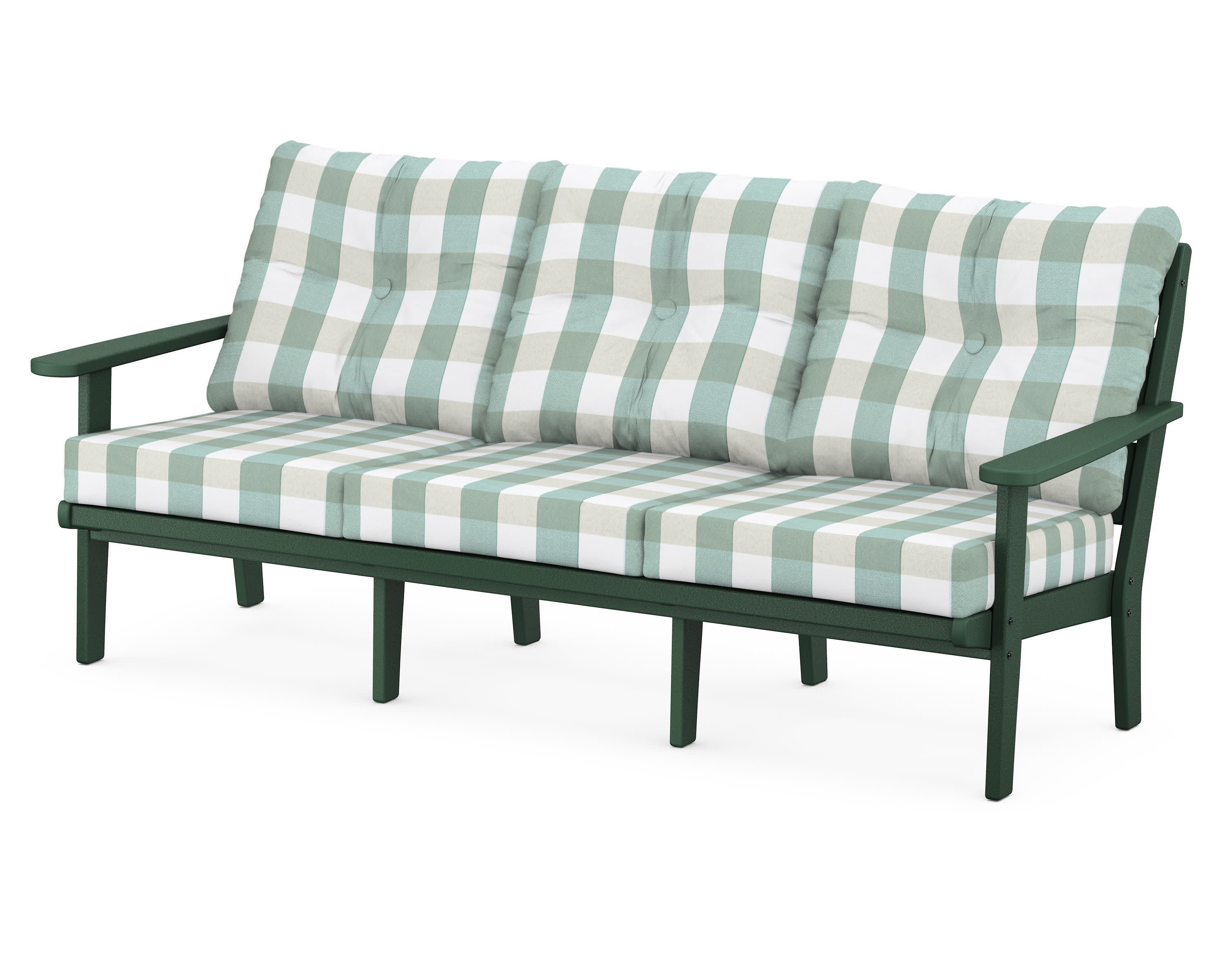 Lakeside Deep Seating Sofa in Green / Buffalo Plaid Glacier Spa