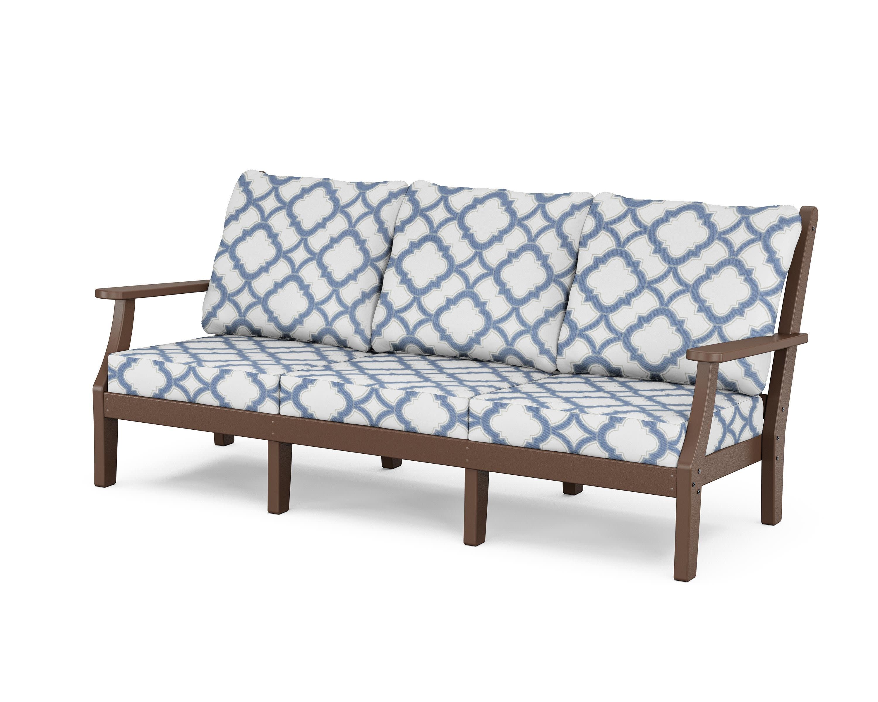 Wovendale Deep Seating Sofa in Mahogany / Trellis Sky Blue