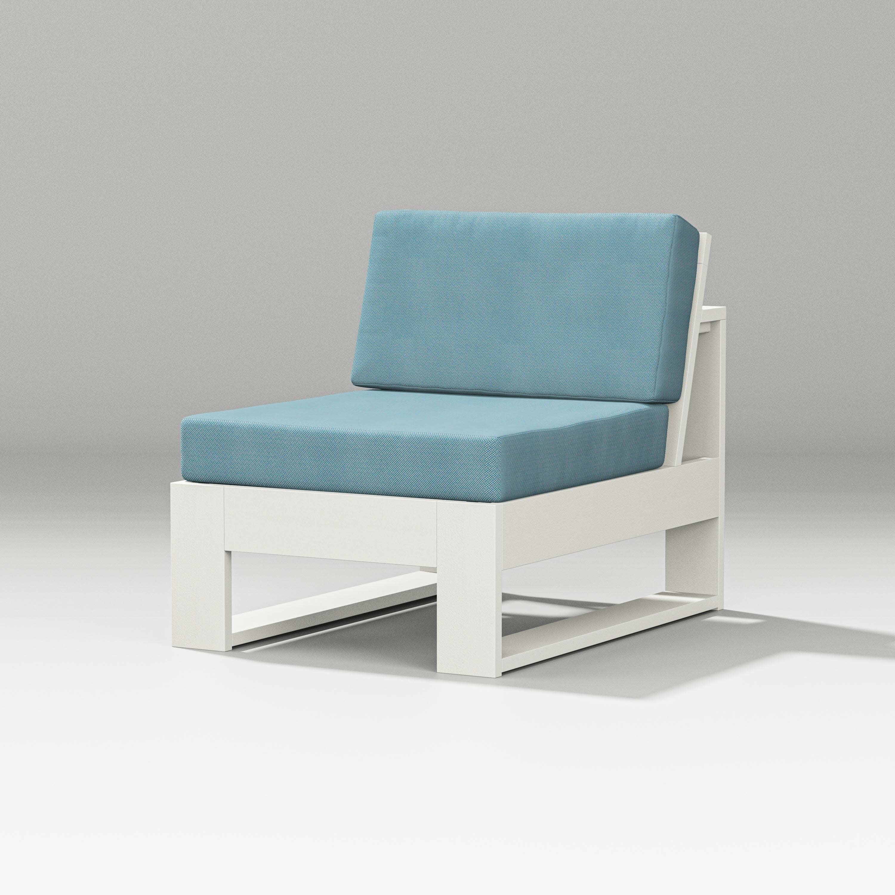 Latitude Modular Armless Chair in Vintage White / Lattice Sky Blue