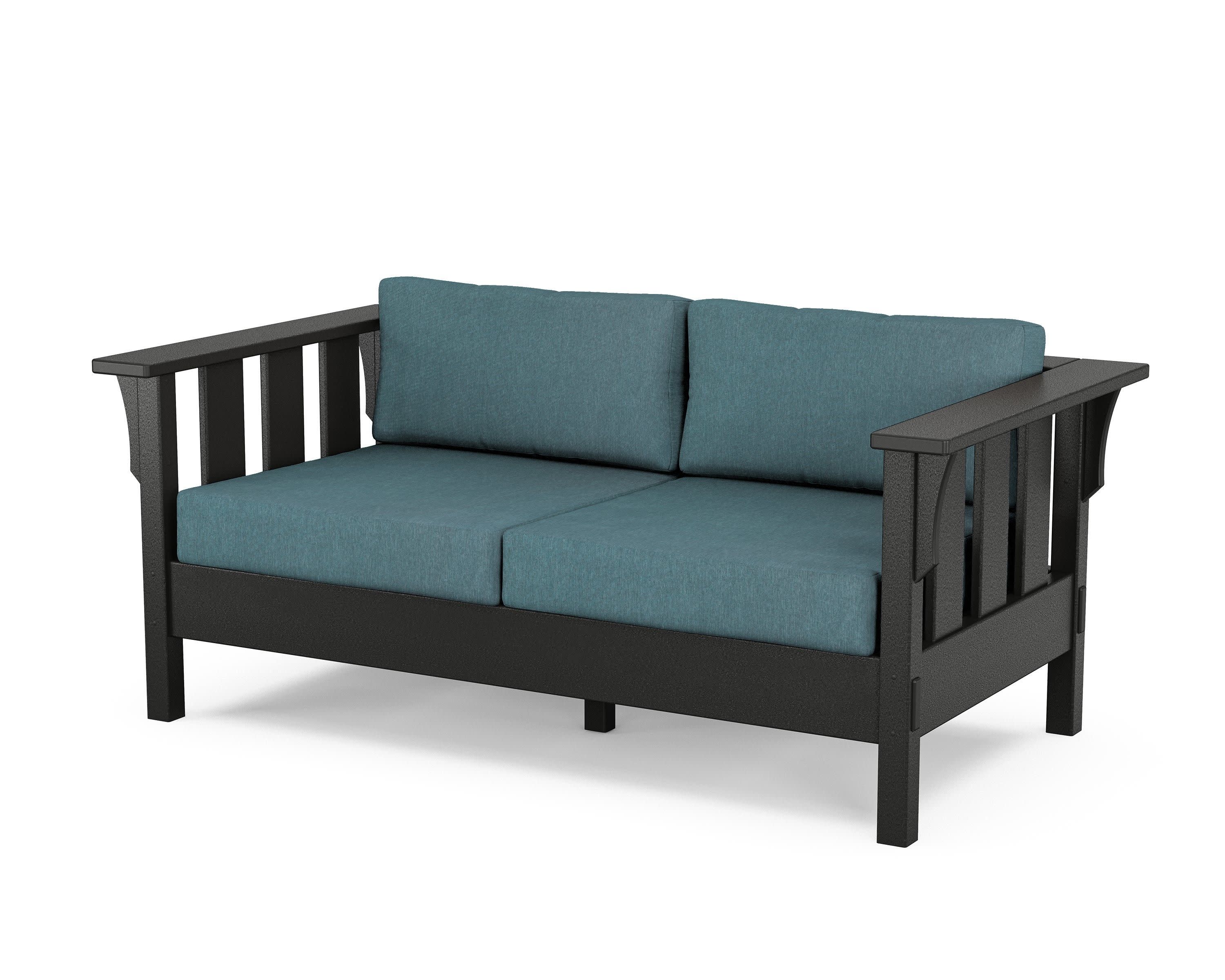 Acadia Deep Seating Loveseat in Black / Ocean Teal