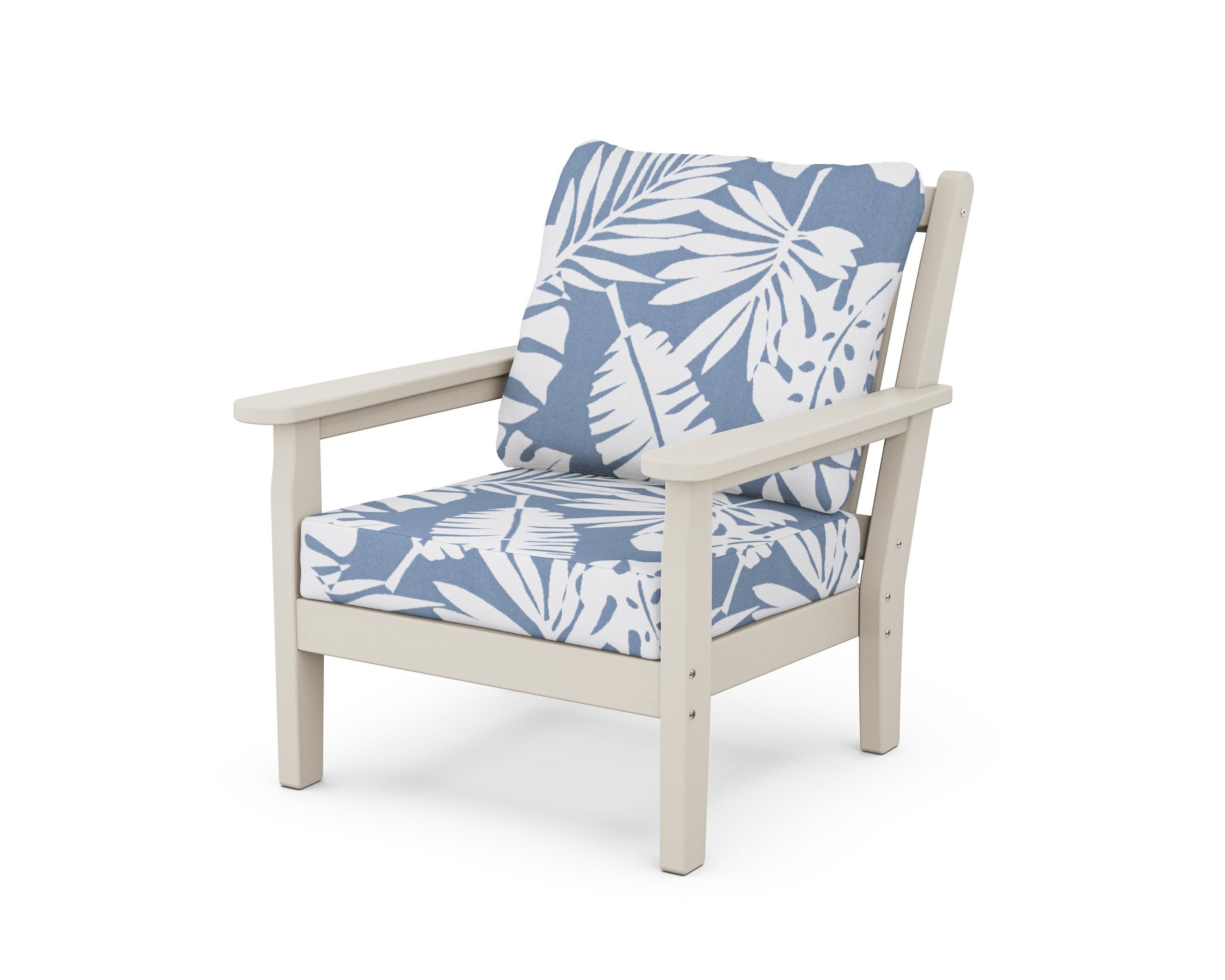Chippendale Deep Seating Chair in Sand / Leaf Sky Blue