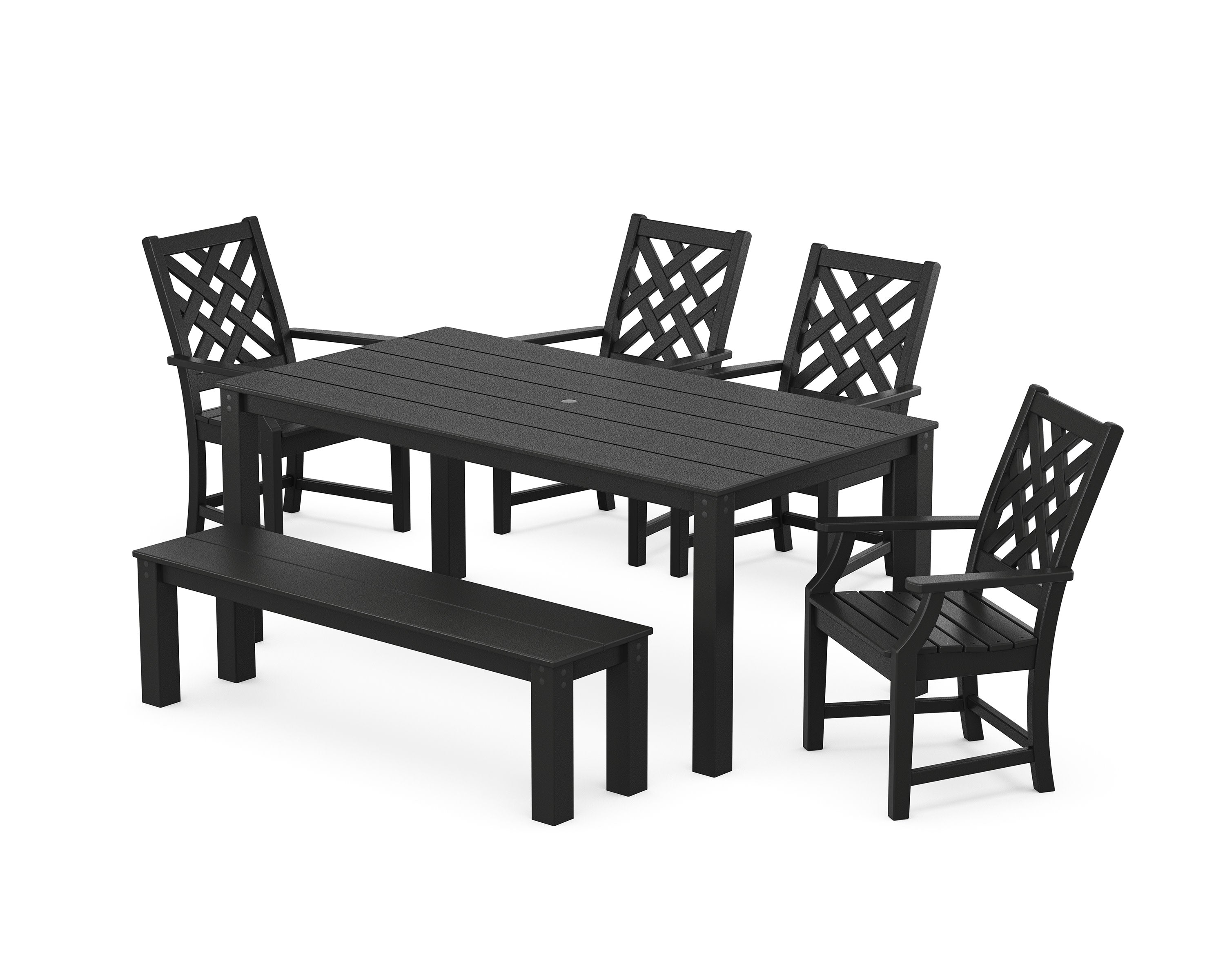 Wovendale 6-Piece Parsons Dining Set with Bench in Black