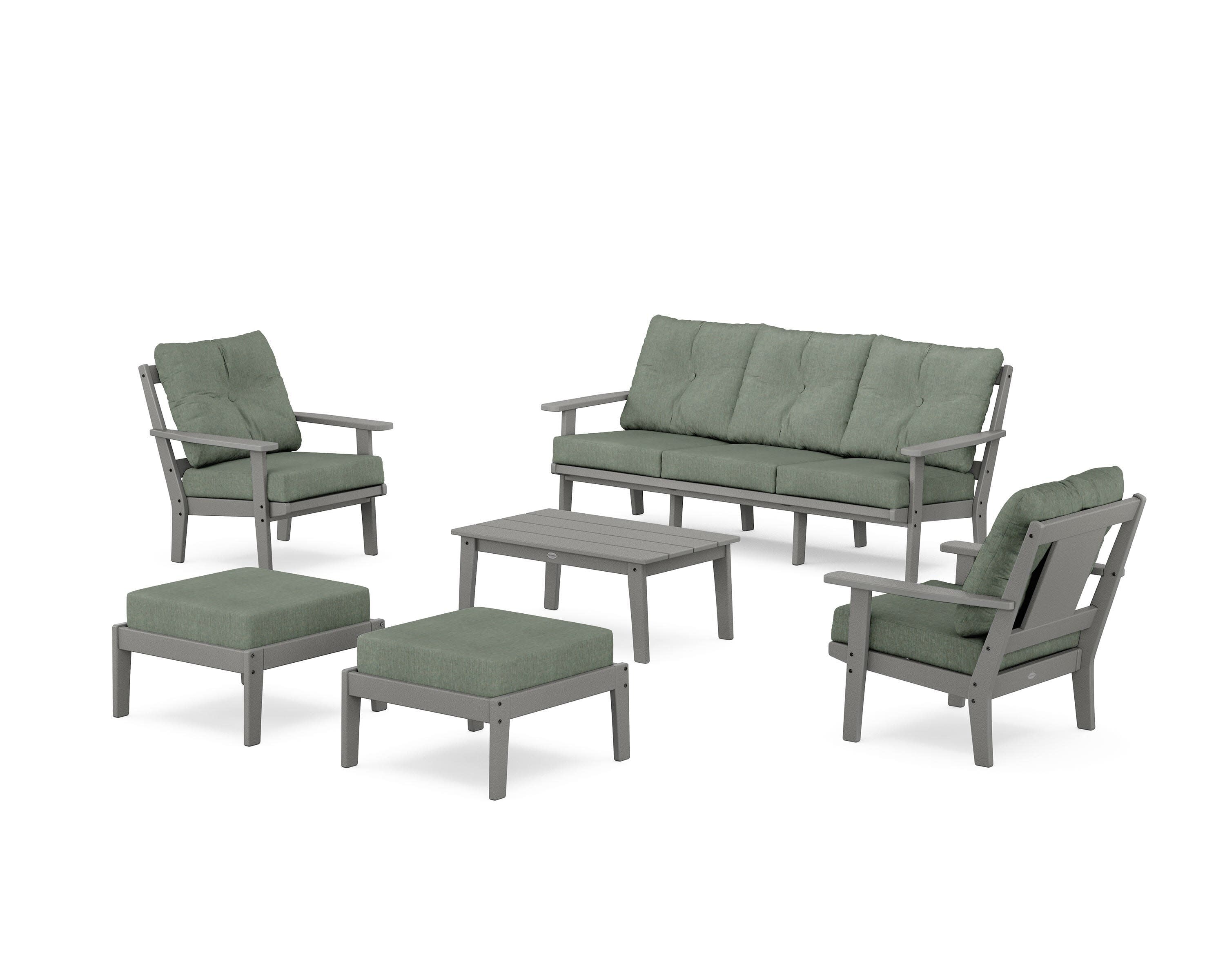 Prairie 6-Piece Lounge Sofa Set in Slate Grey / Cast Sage