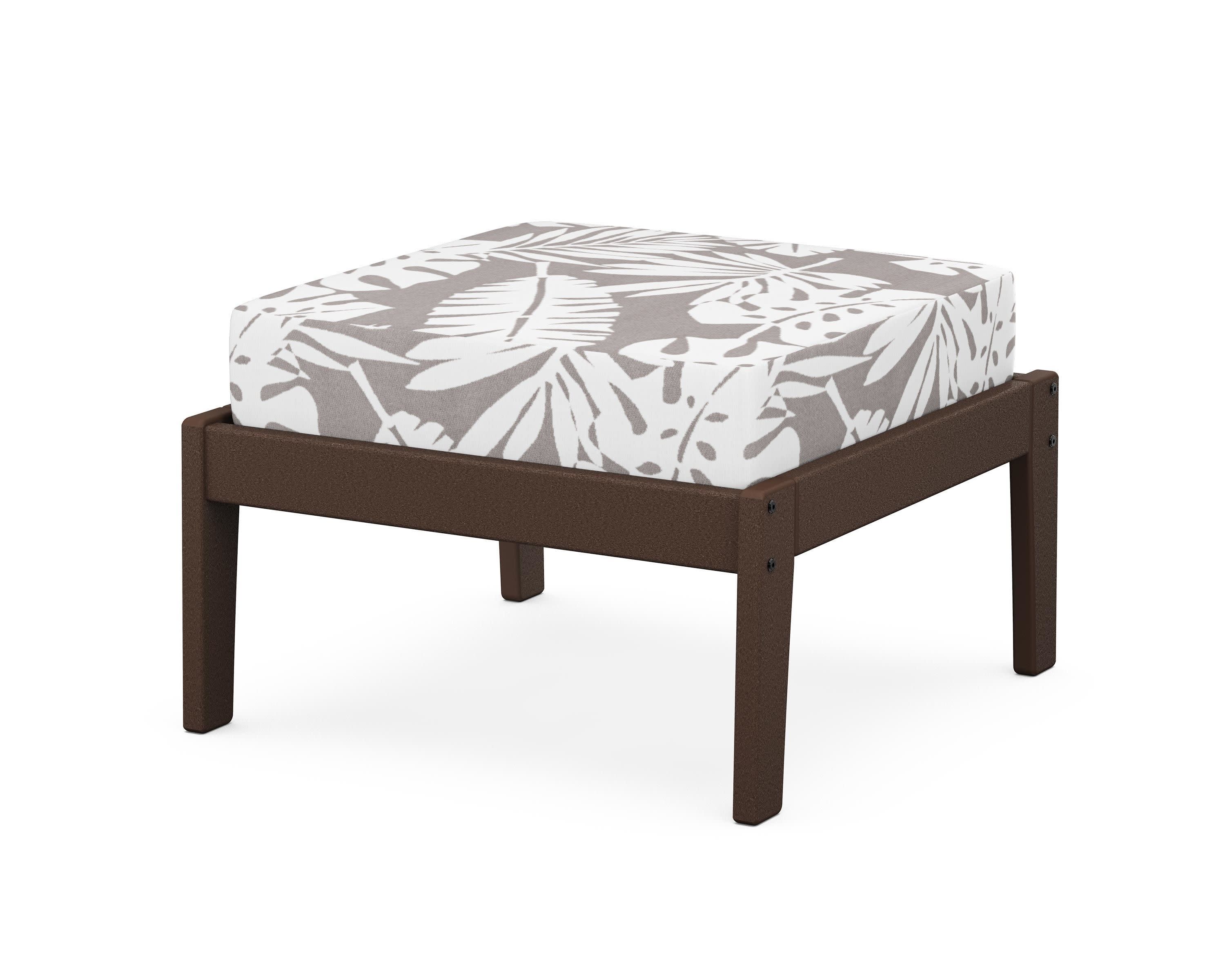 Deep Seating Ottoman in Mahogany / Leaf Grey Mist