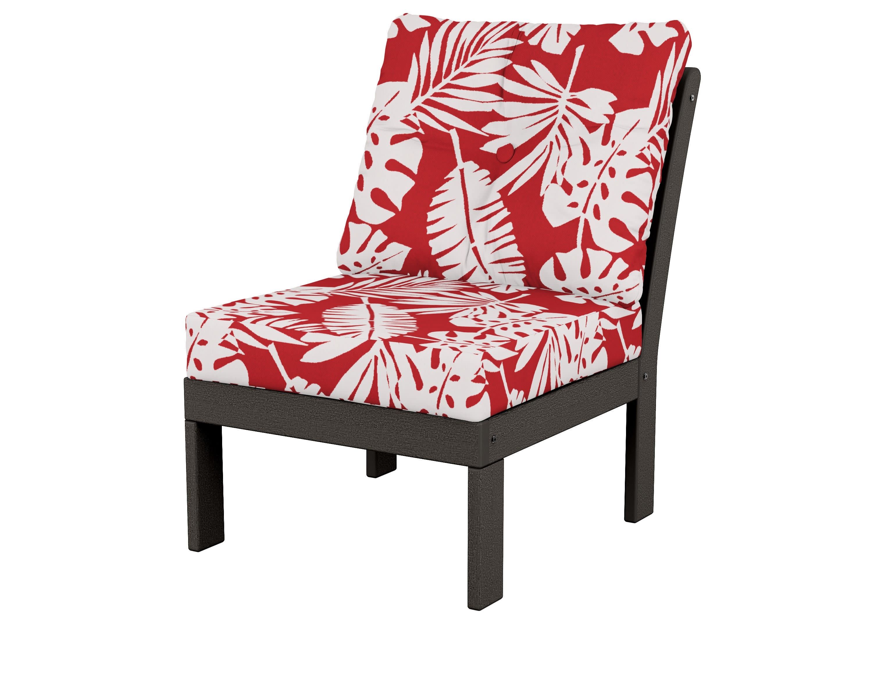 Vineyard Modular Armless Chair in Vintage Coffee / Leaf Crimson
