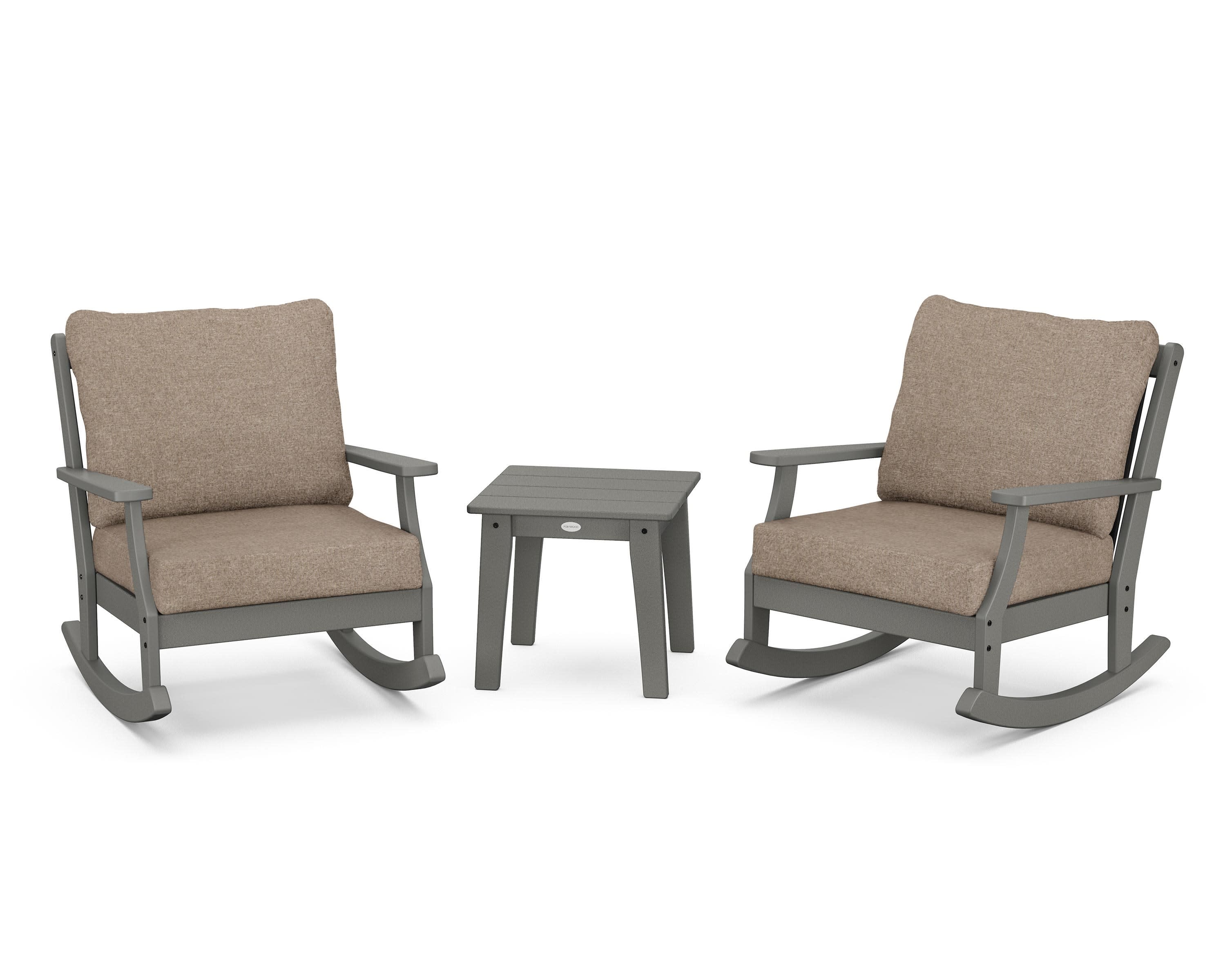 Braxton 3-Piece Deep Seating Rocker Set in Slate Grey / Spiced Burlap