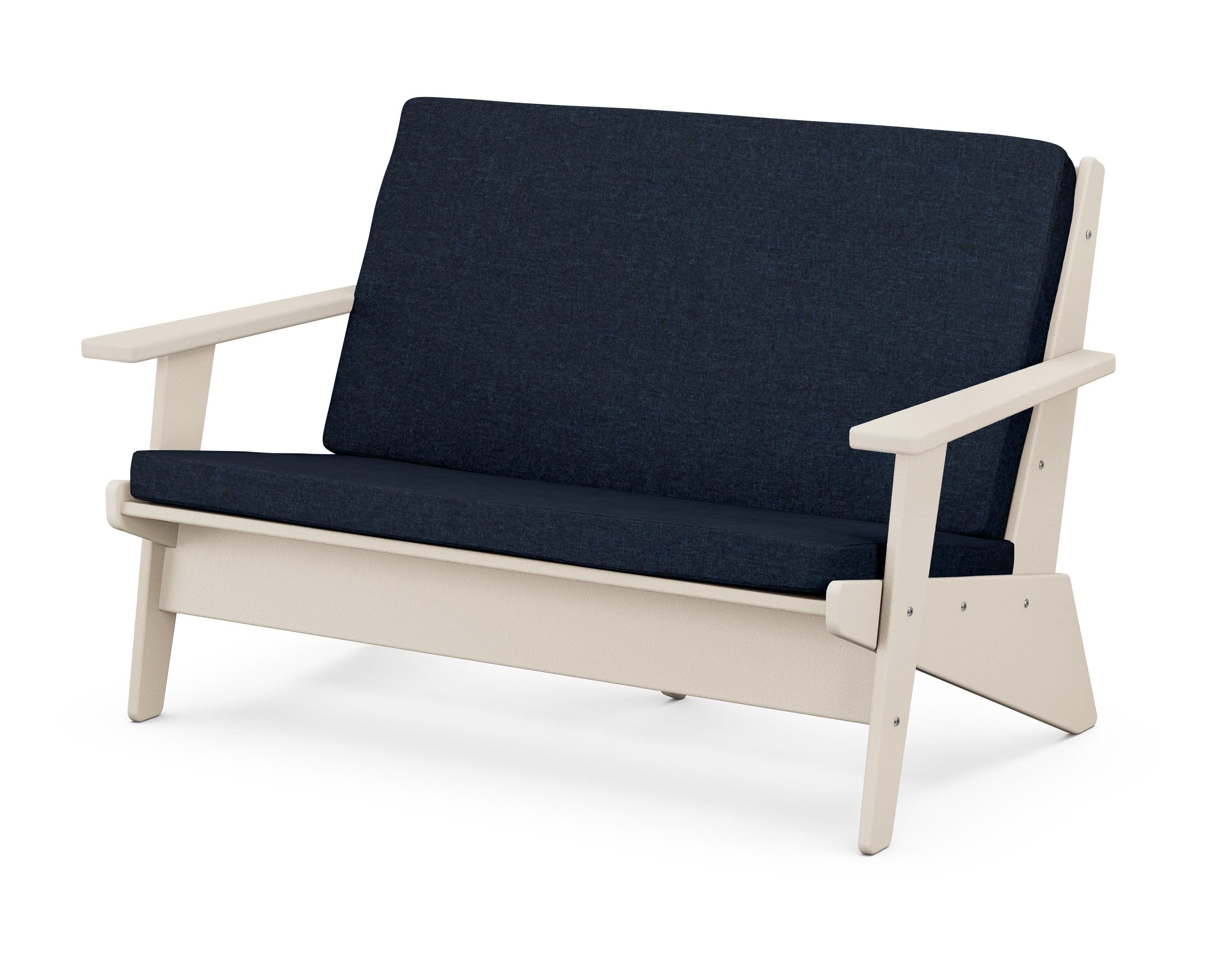 Riviera Modern Lounge Loveseat in Sand / Marine Indigo