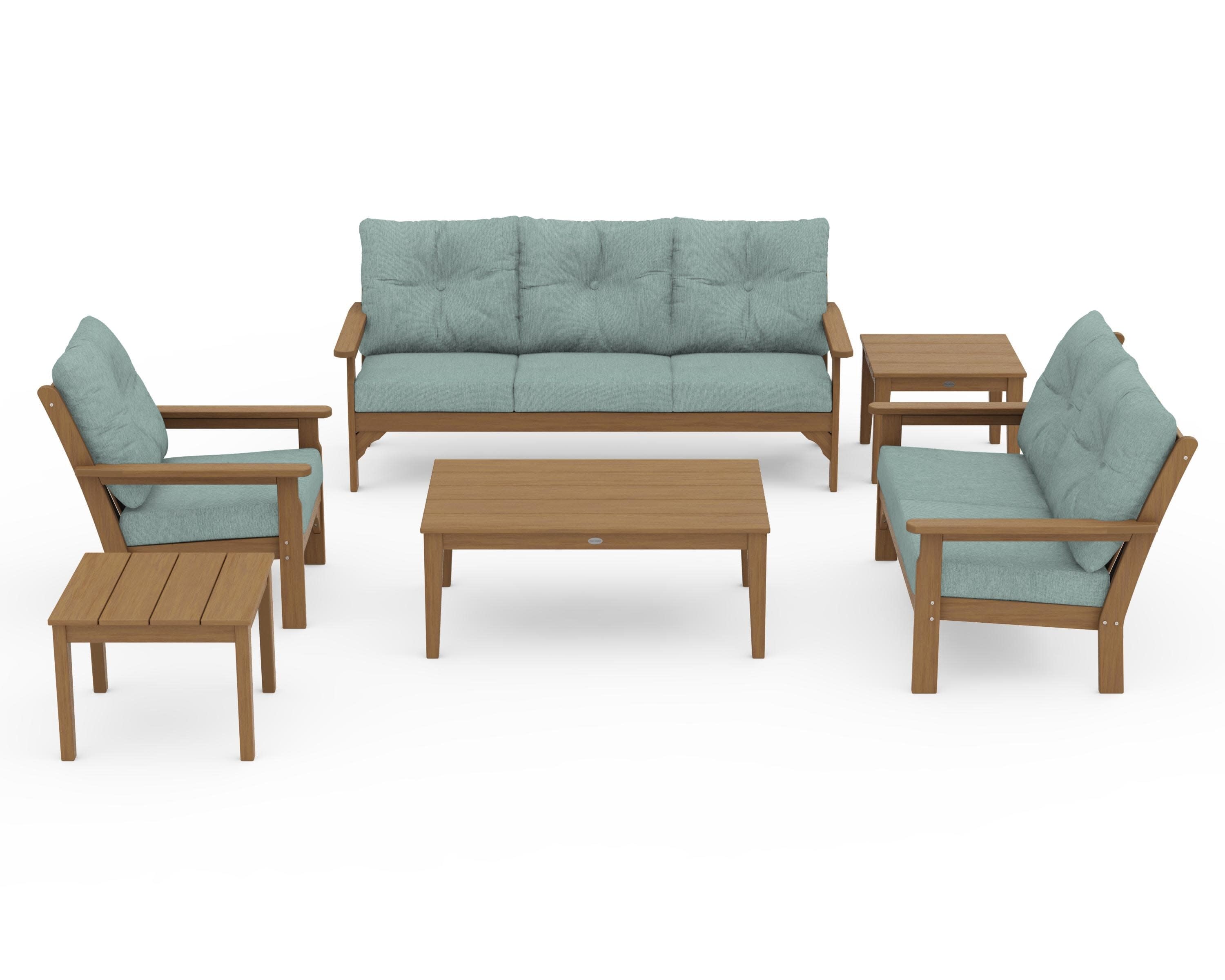Vineyard 6-Piece Deep Seating Set in Natural / Glacier Spa