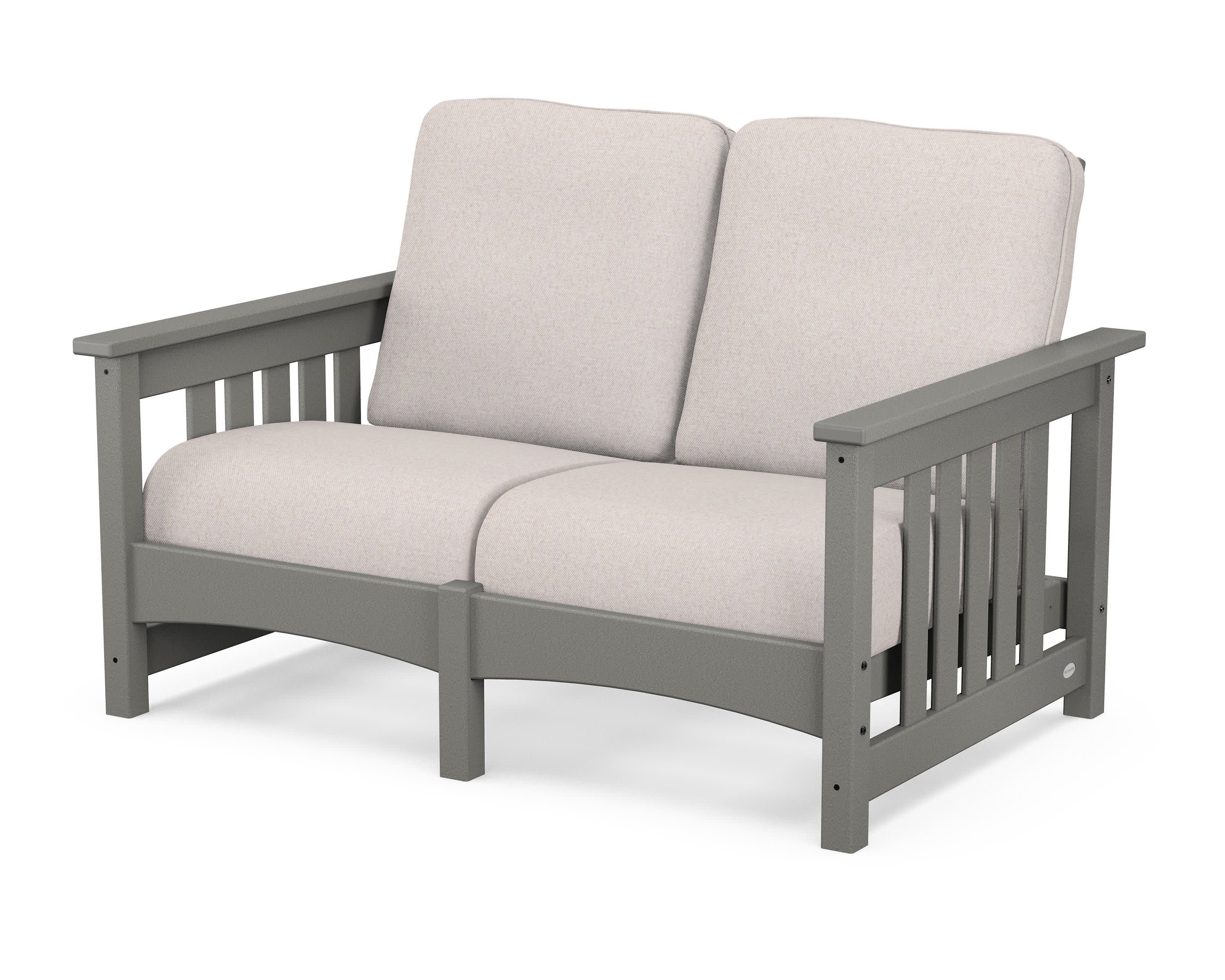 Club Mission Loveseat in Slate Grey / Dune Burlap