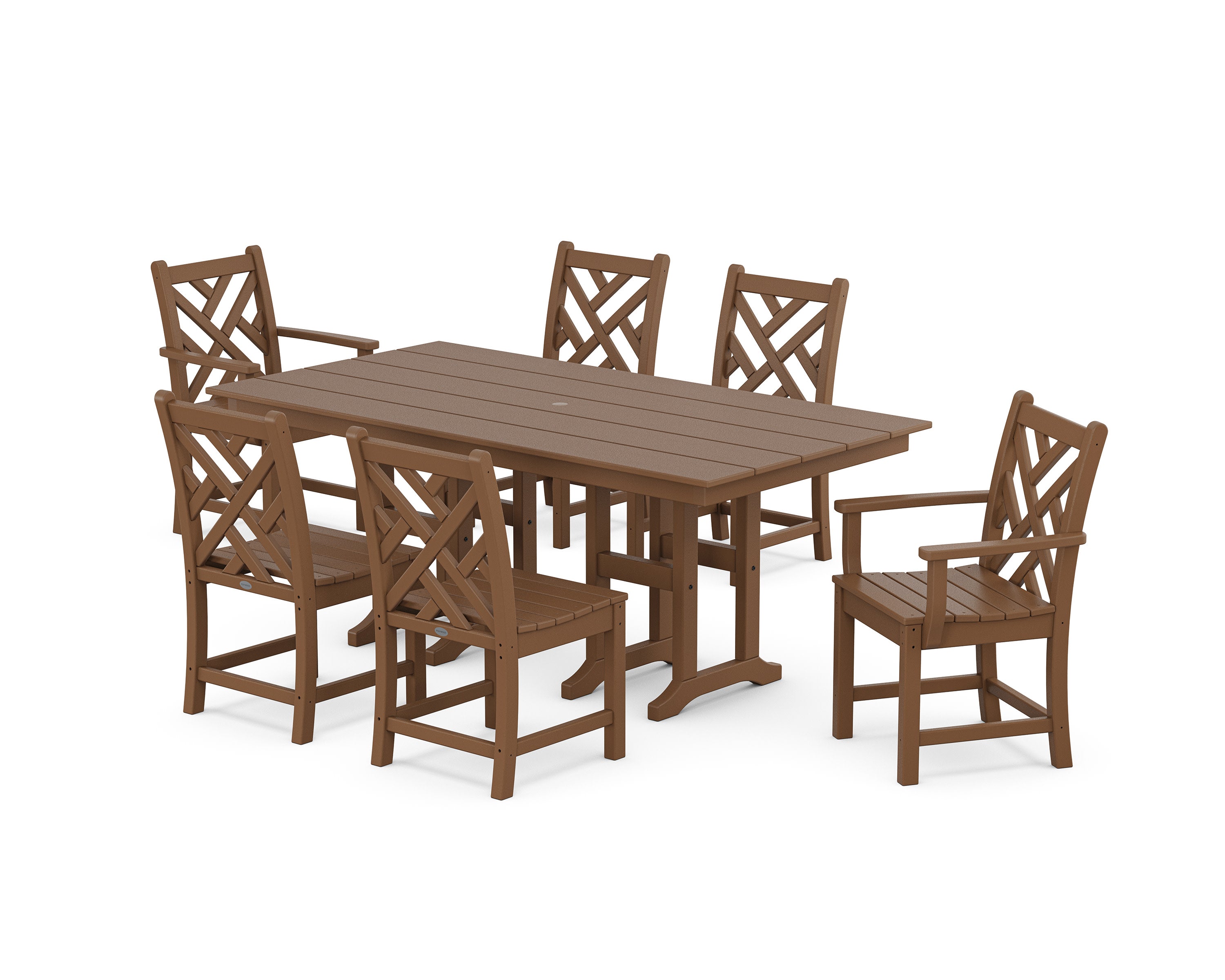 Chippendale 7-Piece Farmhouse Dining Set in Teak