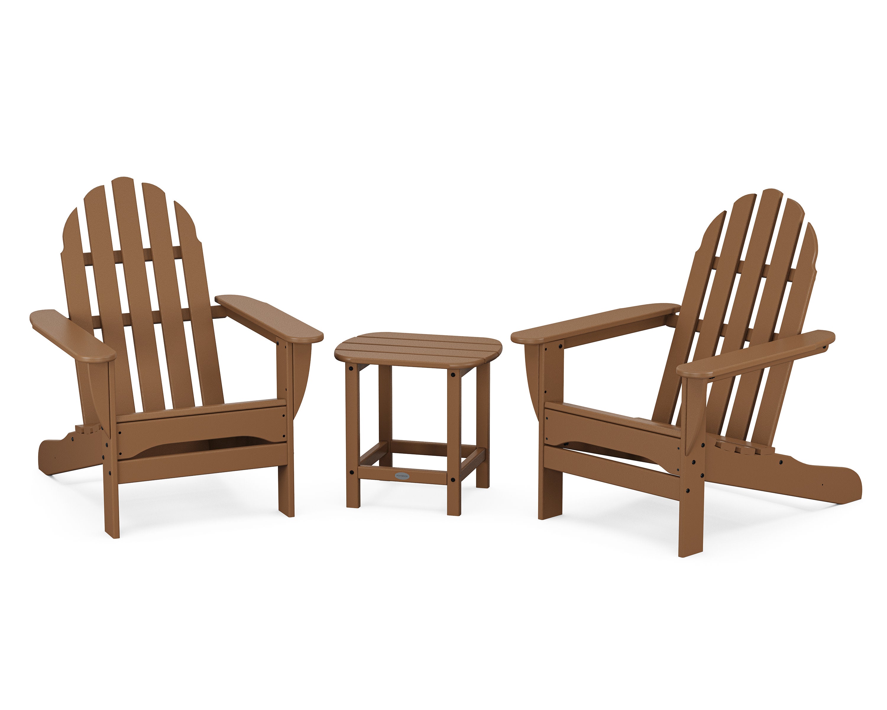 Classic Adirondack 3-Piece Set with South Beach 18" Side Table in Teak