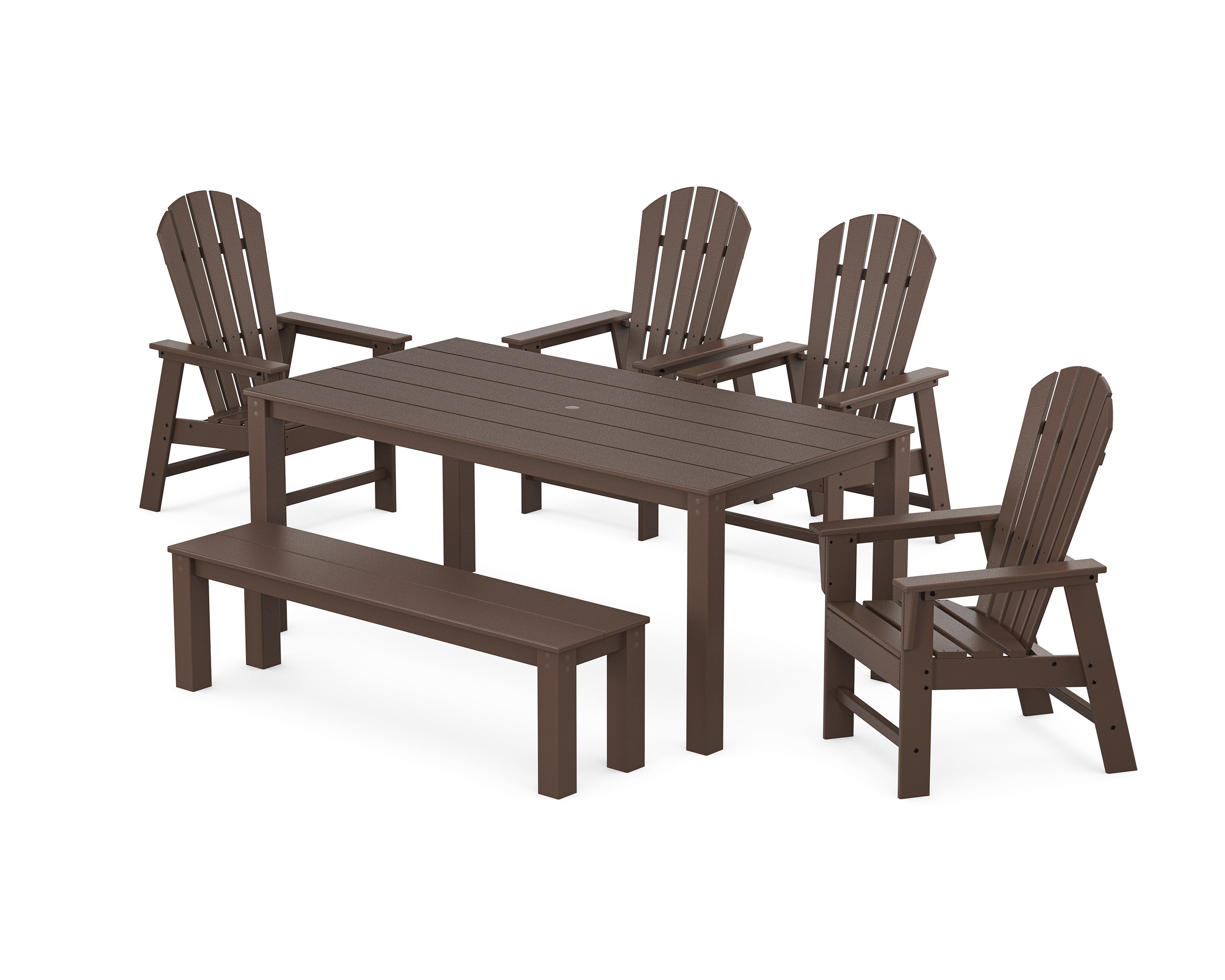 South Beach 6-Piece Parsons Dining Set with Bench in Mahogany