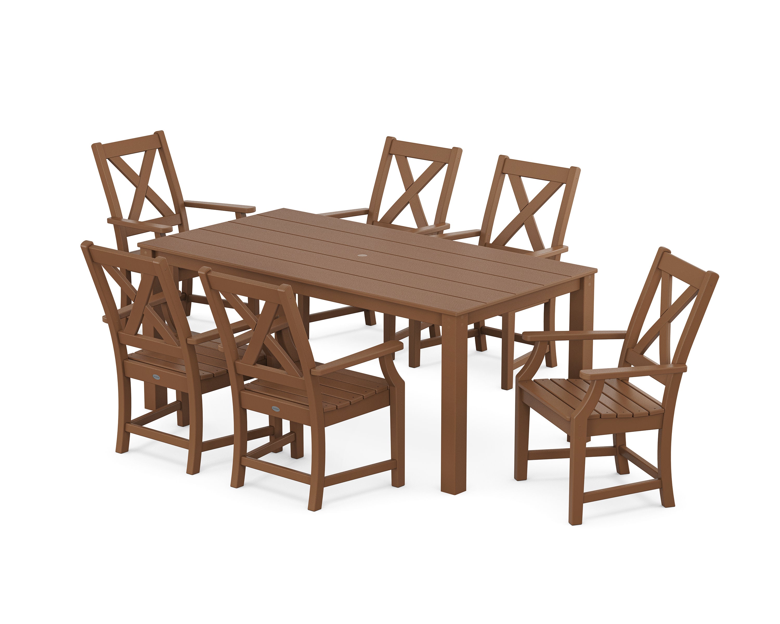 Braxton Arm Chair 7-Piece Parsons Dining Set in Teak