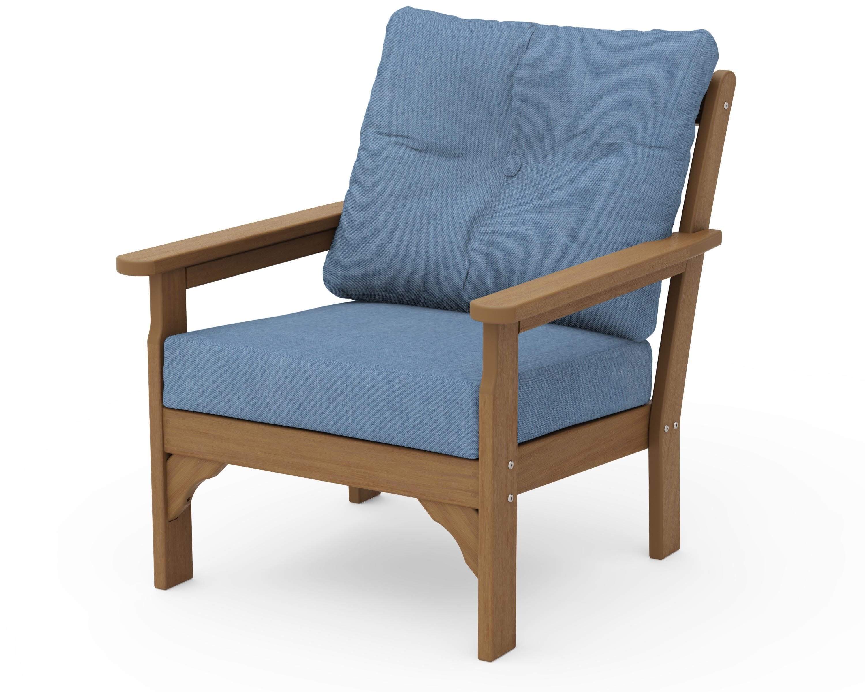 Vineyard Deep Seating Chair in Natural / Sky Blue