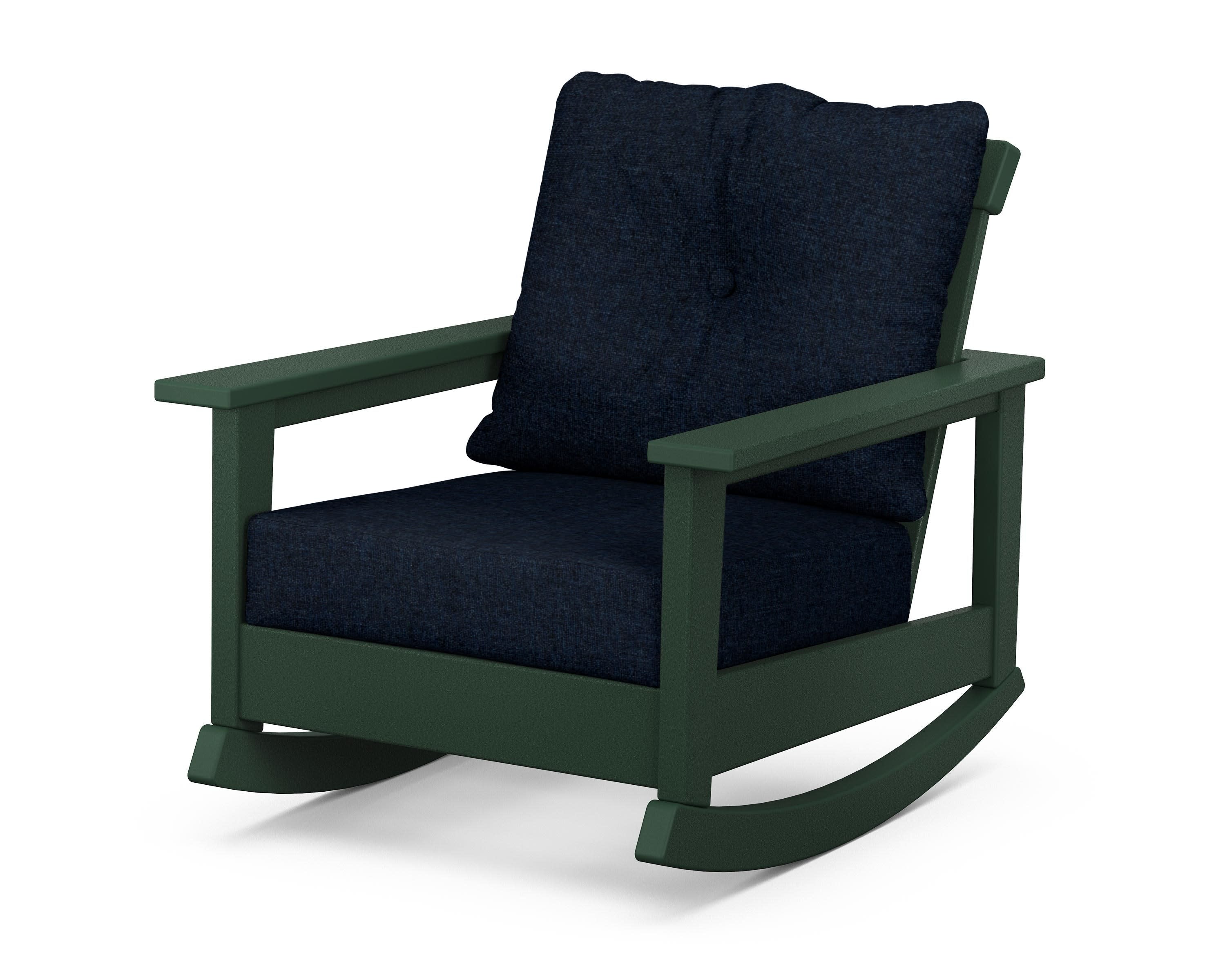 Prescott Deep Seating Rocking Chair in Green / Marine Indigo