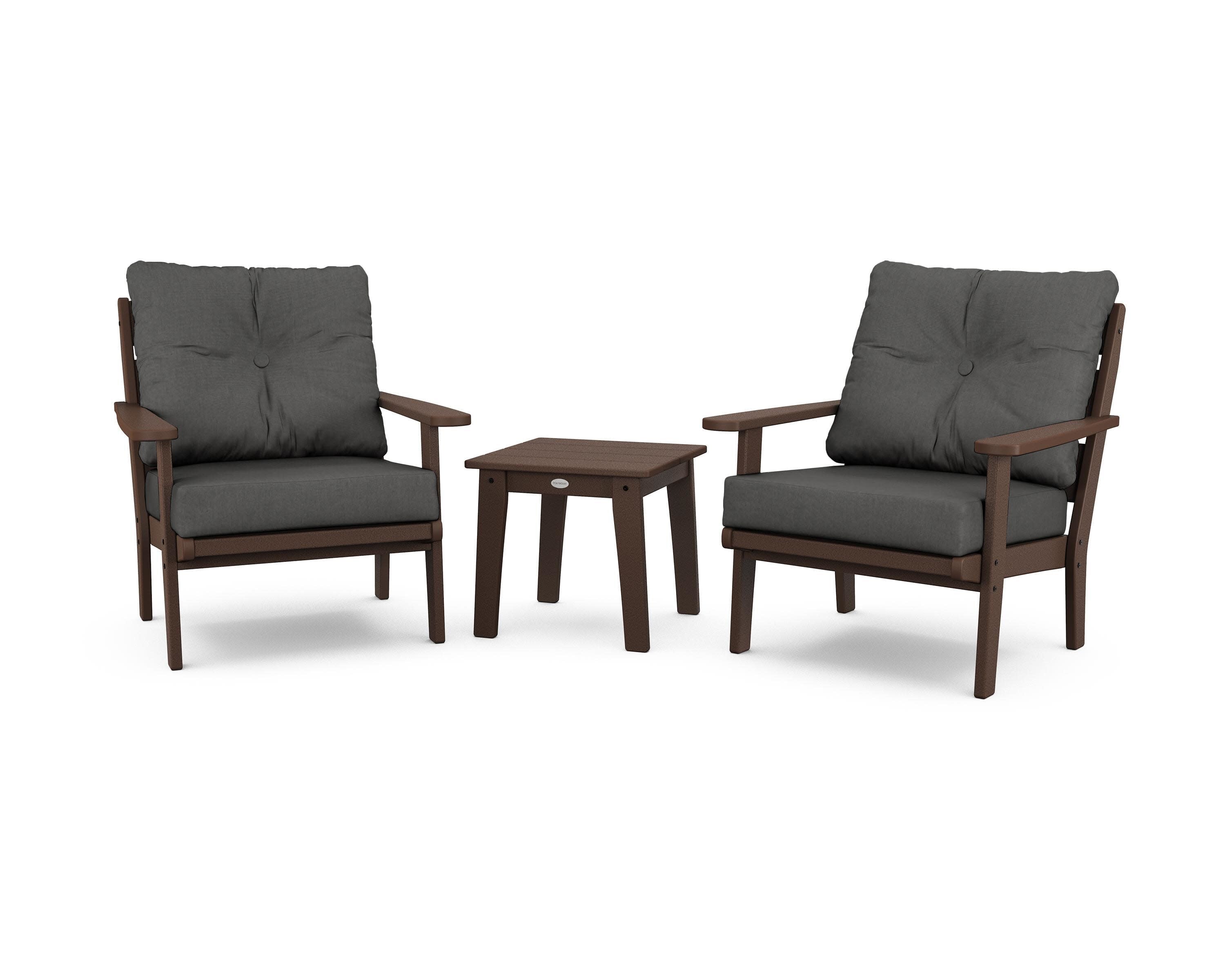 Lakeside 3-Piece Deep Seating Chair Set in Mahogany / Spectrum Carbon