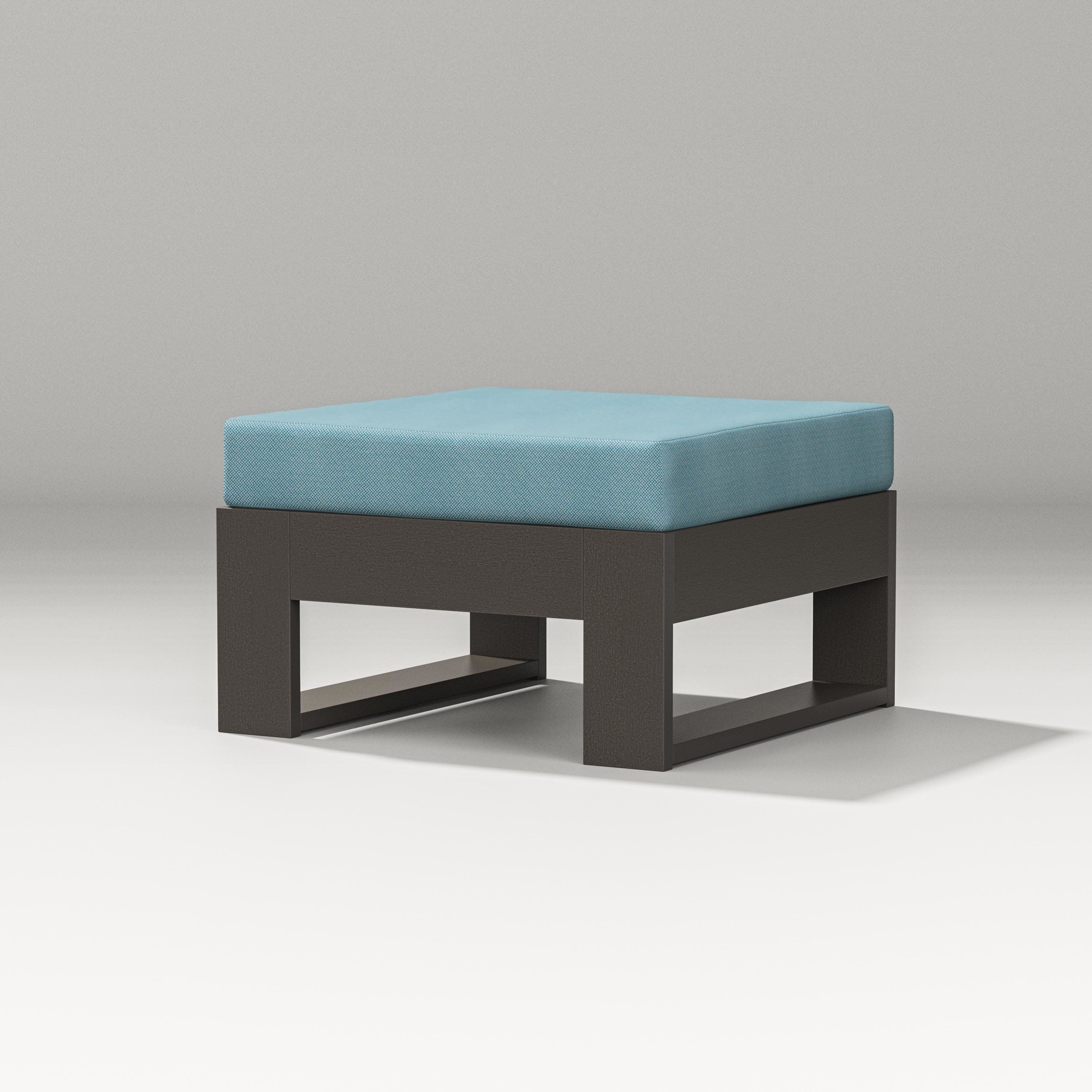 Latitude Lounge Ottoman in Vintage Coffee / Lattice Sky Blue