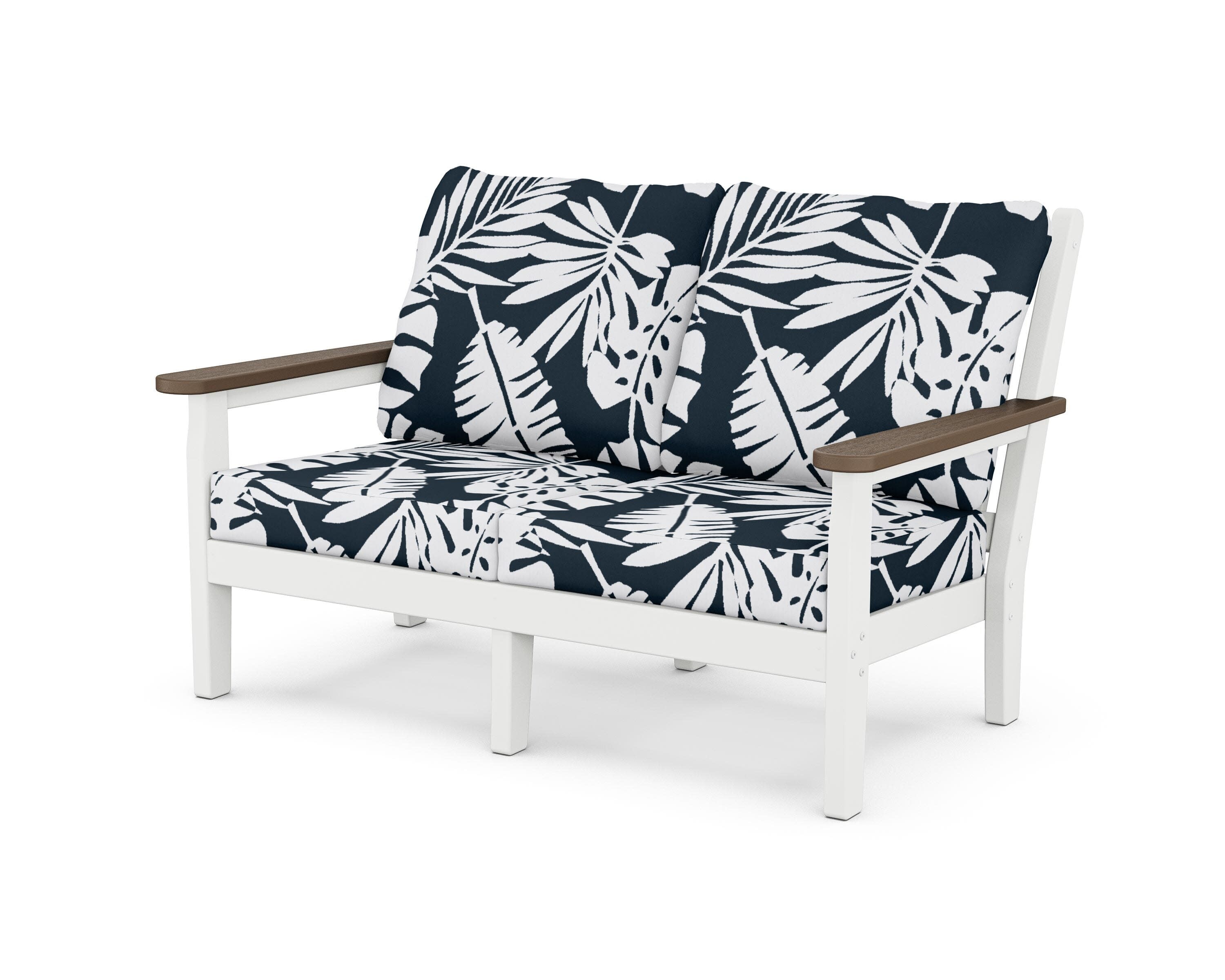 Chippendale Deep Seating Loveseat in White / Kona / Leaf Marine Indigo