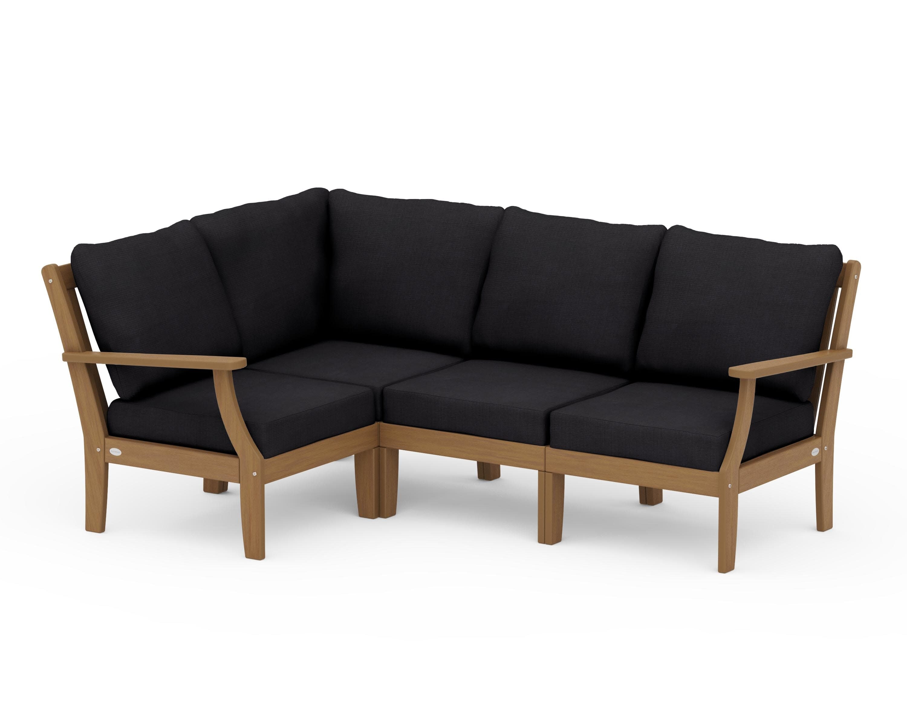 Braxton Modular 4-Piece Deep Seating Set in Natural / Midnight Linen