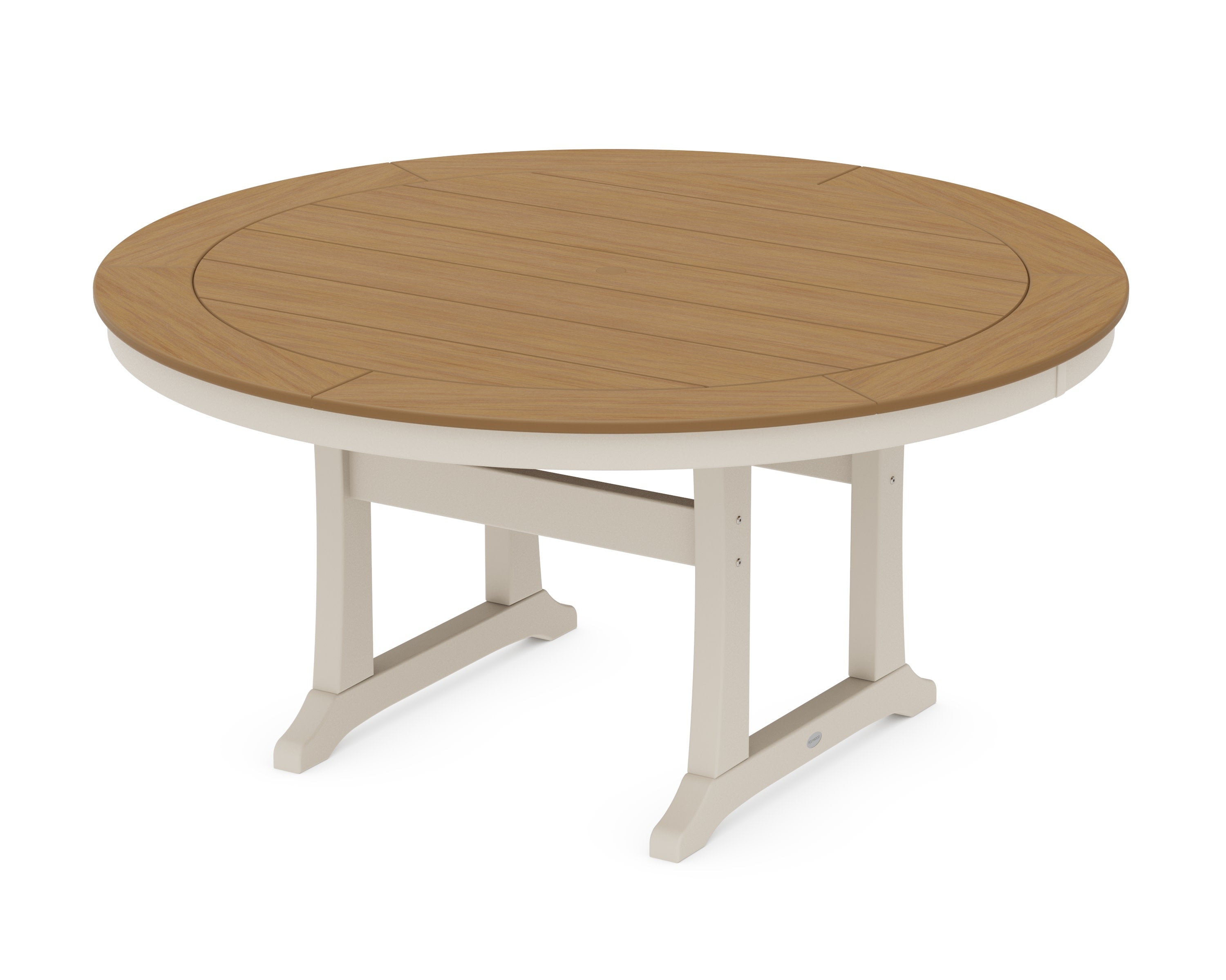Nautical Trestle 60" Round Dining Table in Sand / Natural