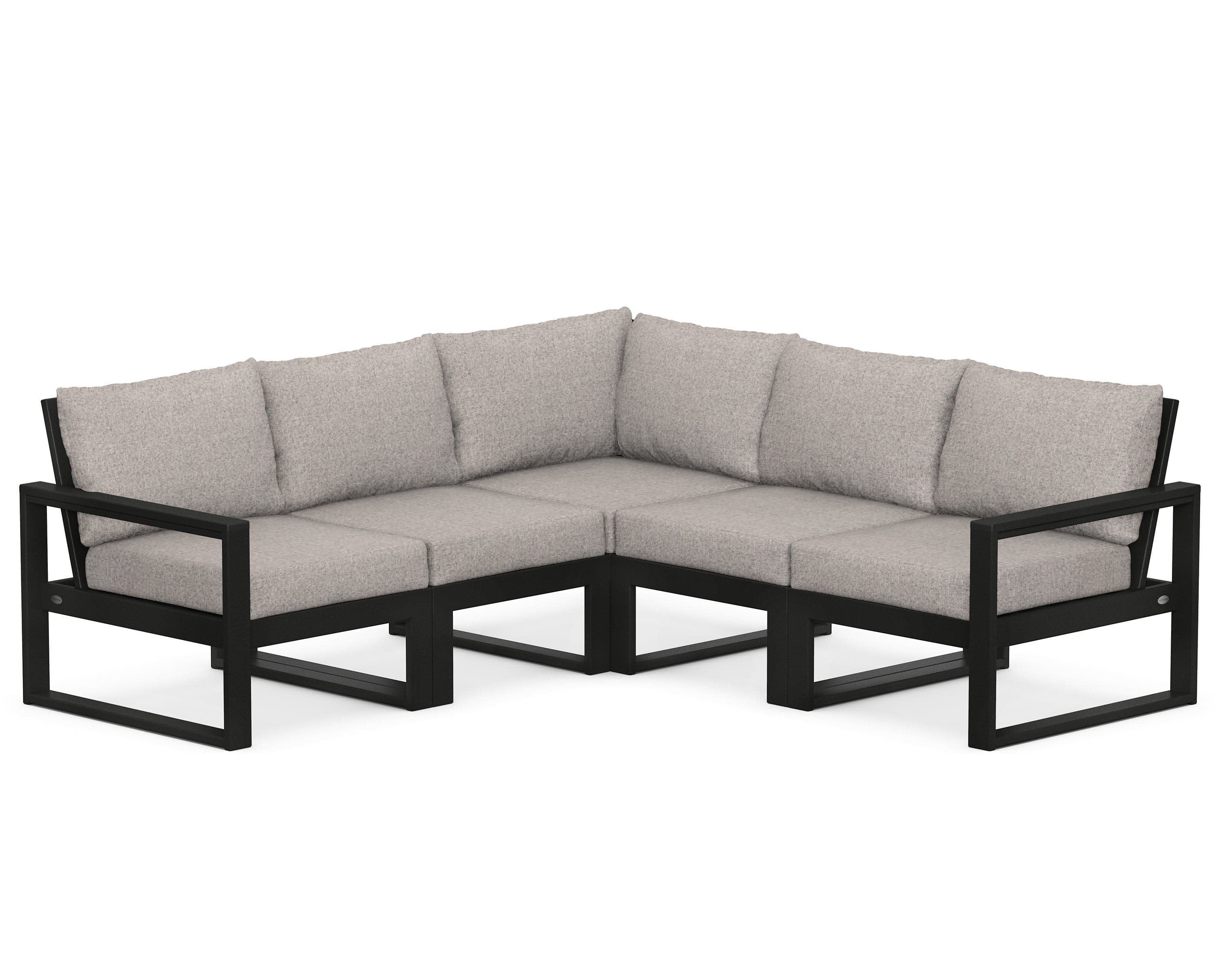 EDGE 5-Piece Modular Deep Seating Set in Black / Weathered Tweed