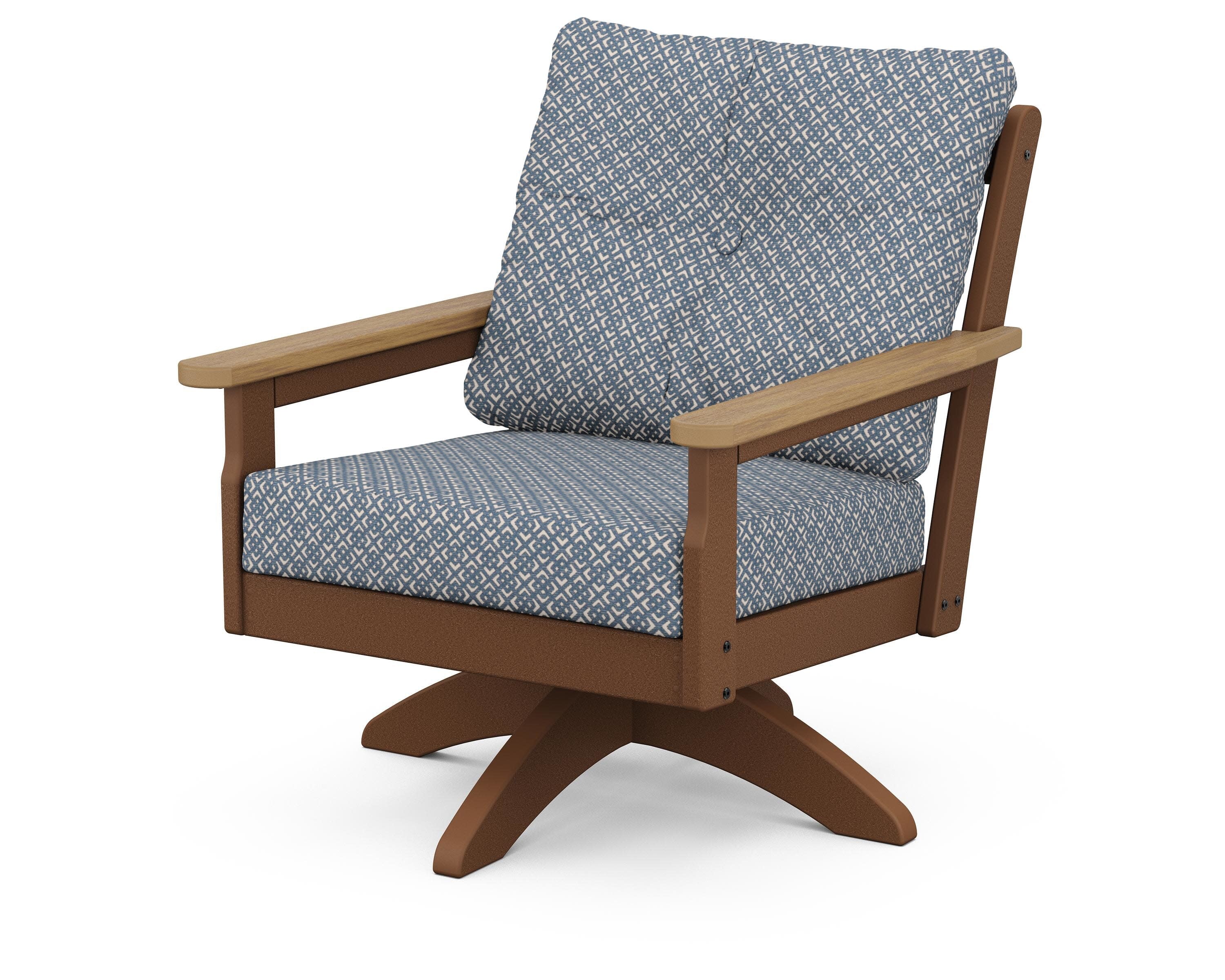 Vineyard Deep Seating Swivel Chair in Teak / Natural / Hopscotch